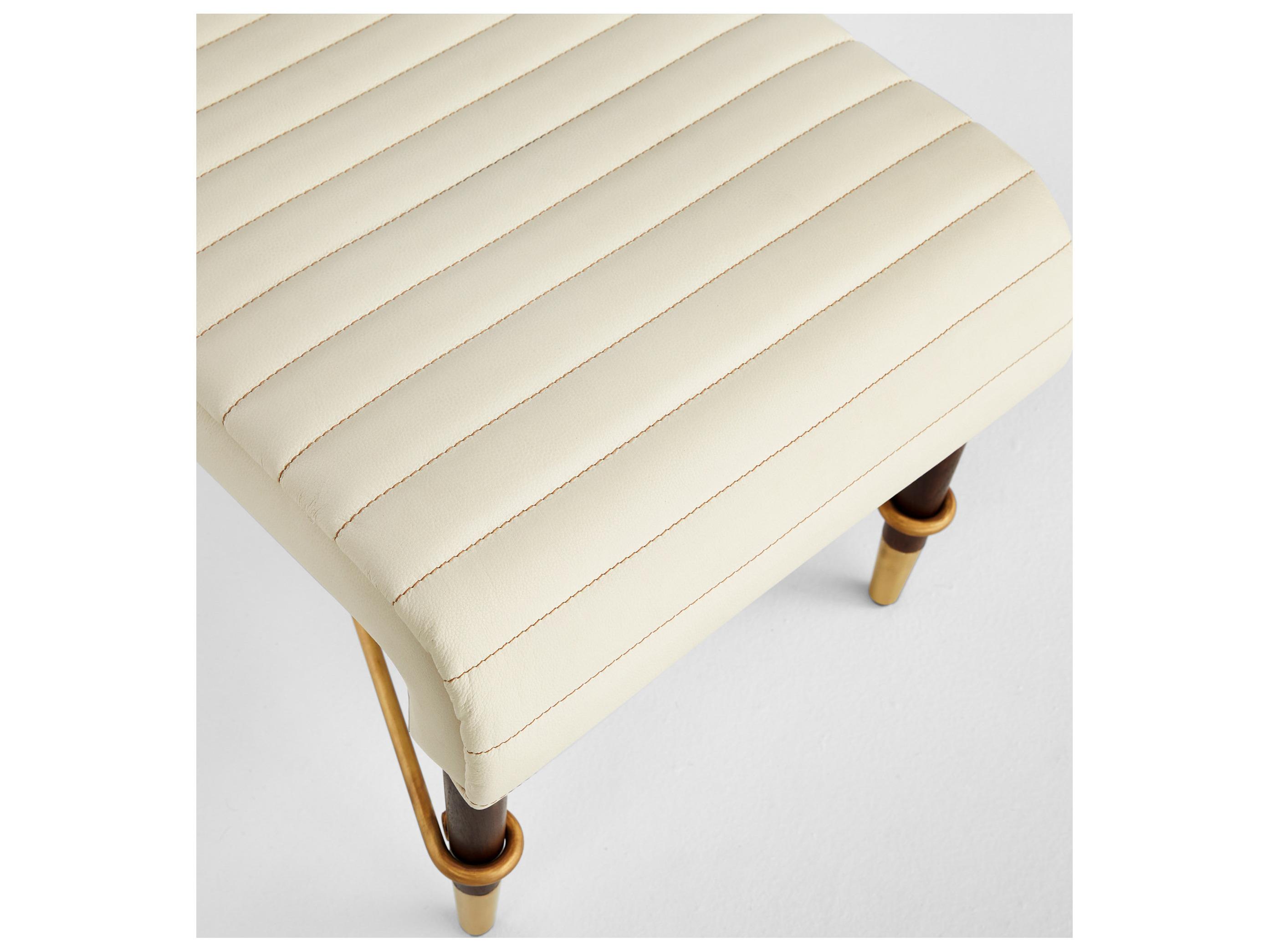 Cyan Design White Leather Accent Bench