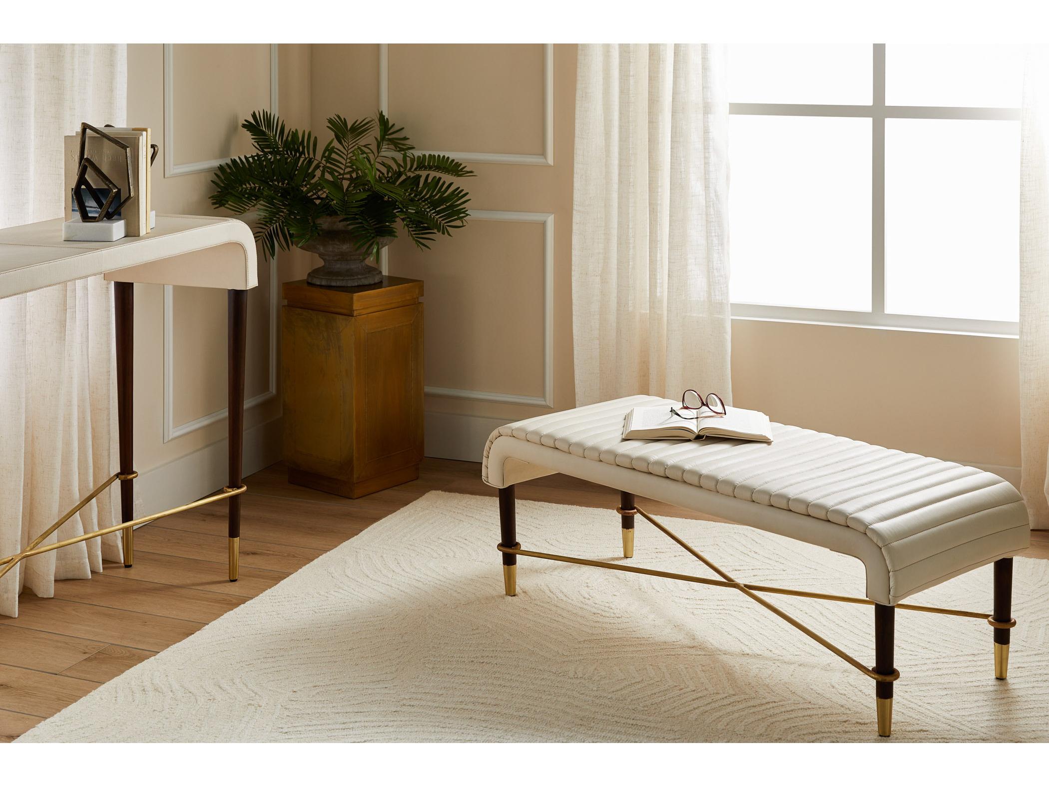 Cyan Design White Leather Accent Bench