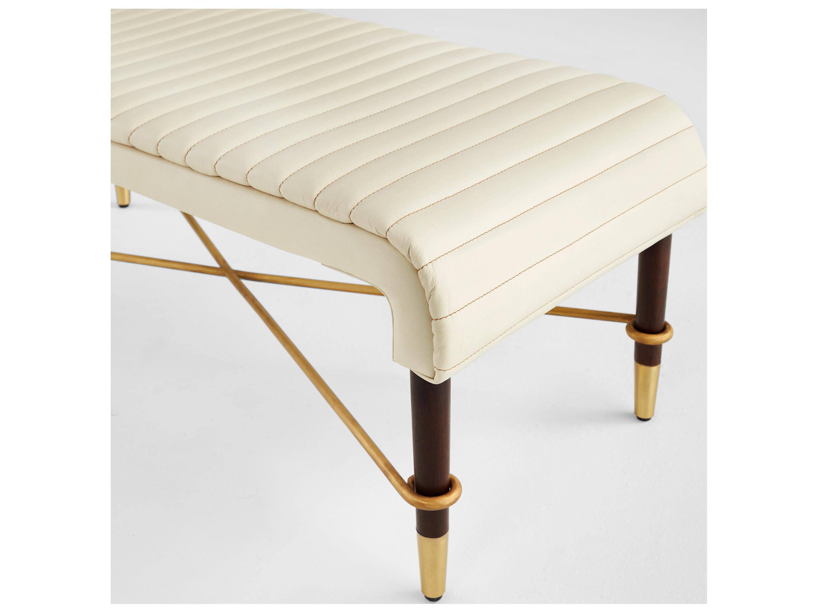 Cyan Design White Leather Accent Bench