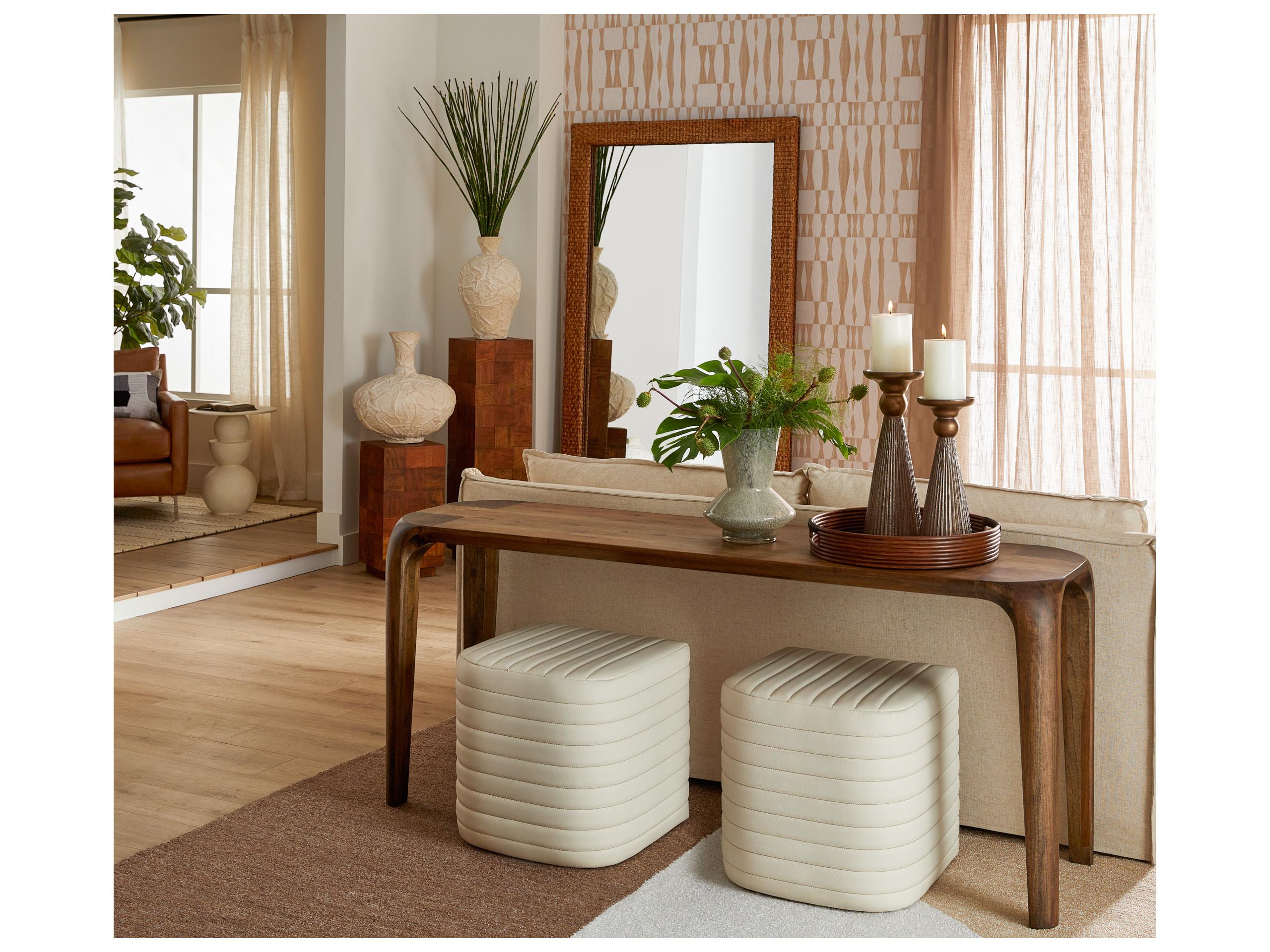 Cyan Design Cream Leather Ottoman