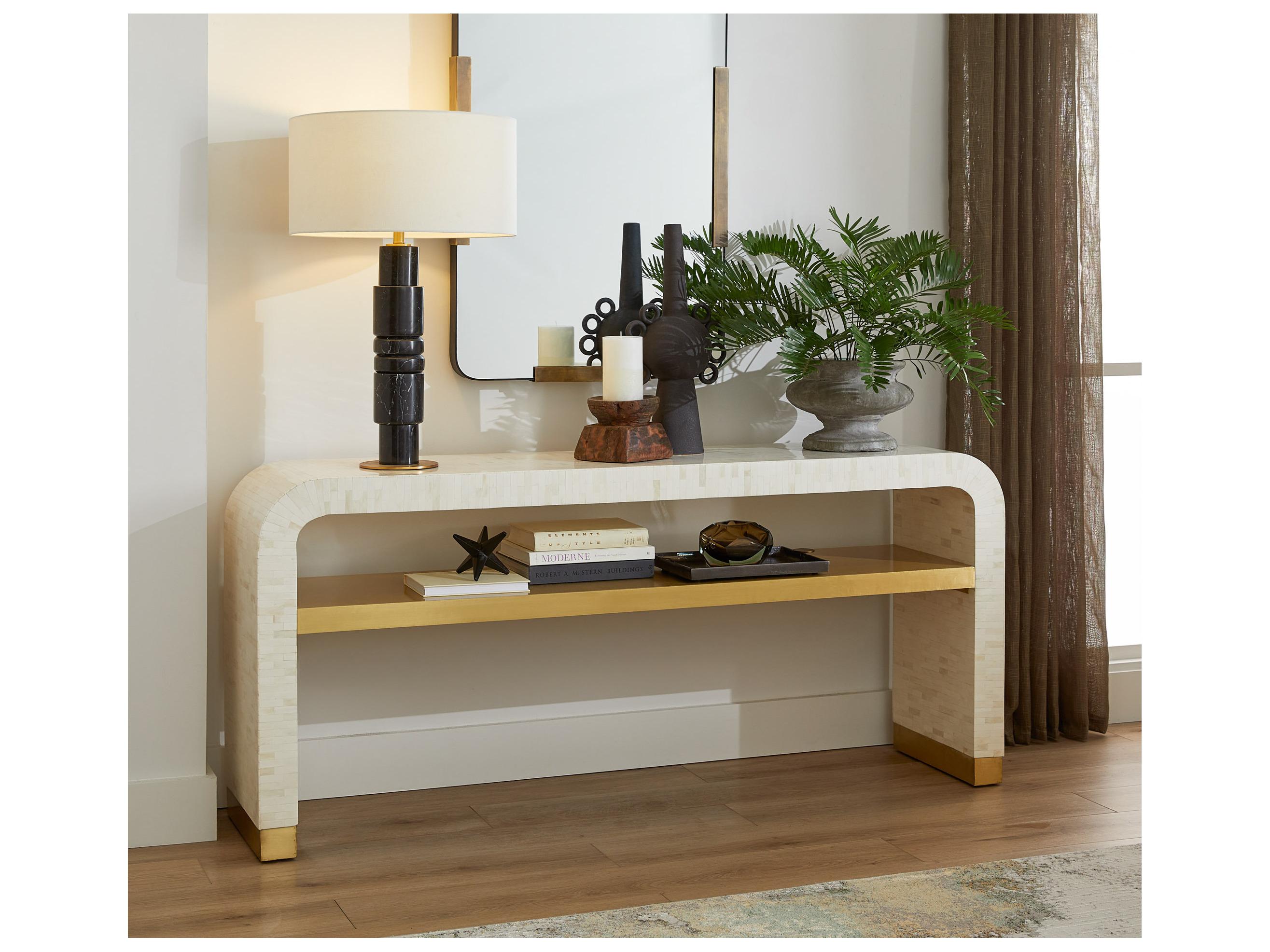 Cyan Design Rectangular Bone Brass Console Table