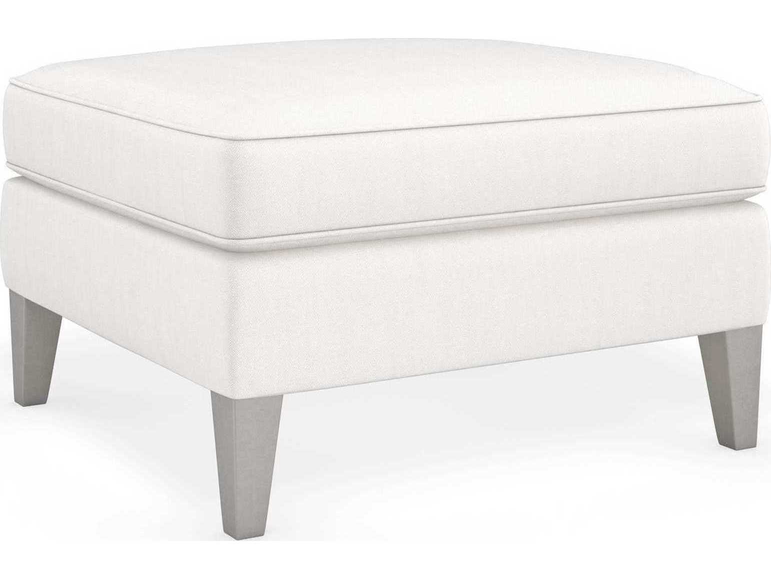 Caracole Victoria Sparkling Argent White Upholstered Ottoman