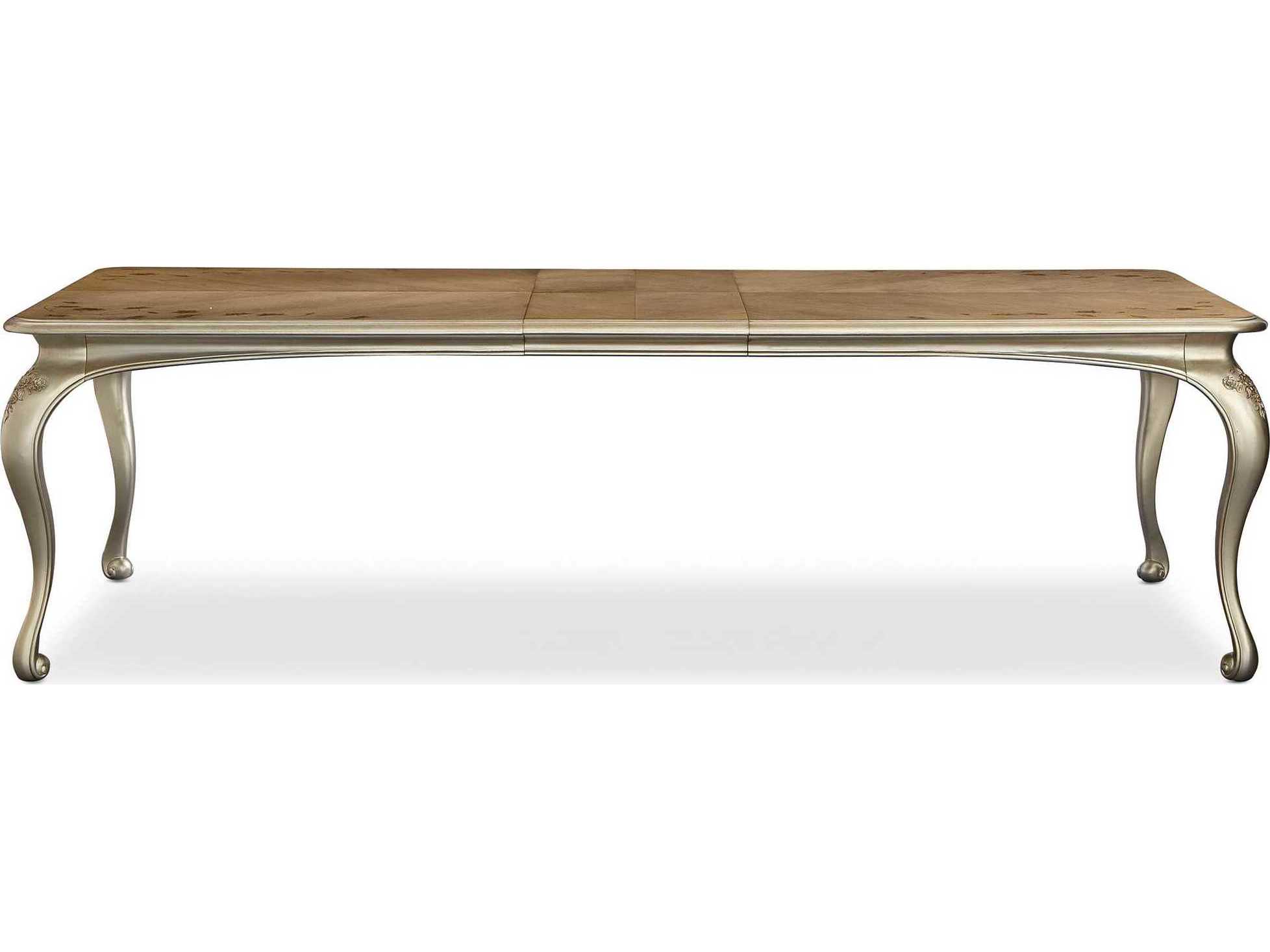 Caracole Fontainebleau Extendable Rectangular Wood Cendre Champagne Mist Dining Table