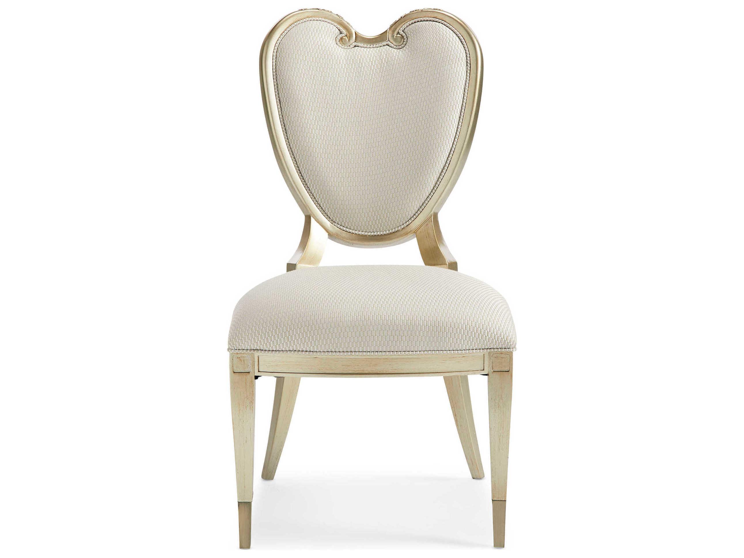 Caracole Fontainebleau Center Hardwood White Upholstered Side Dining Chair