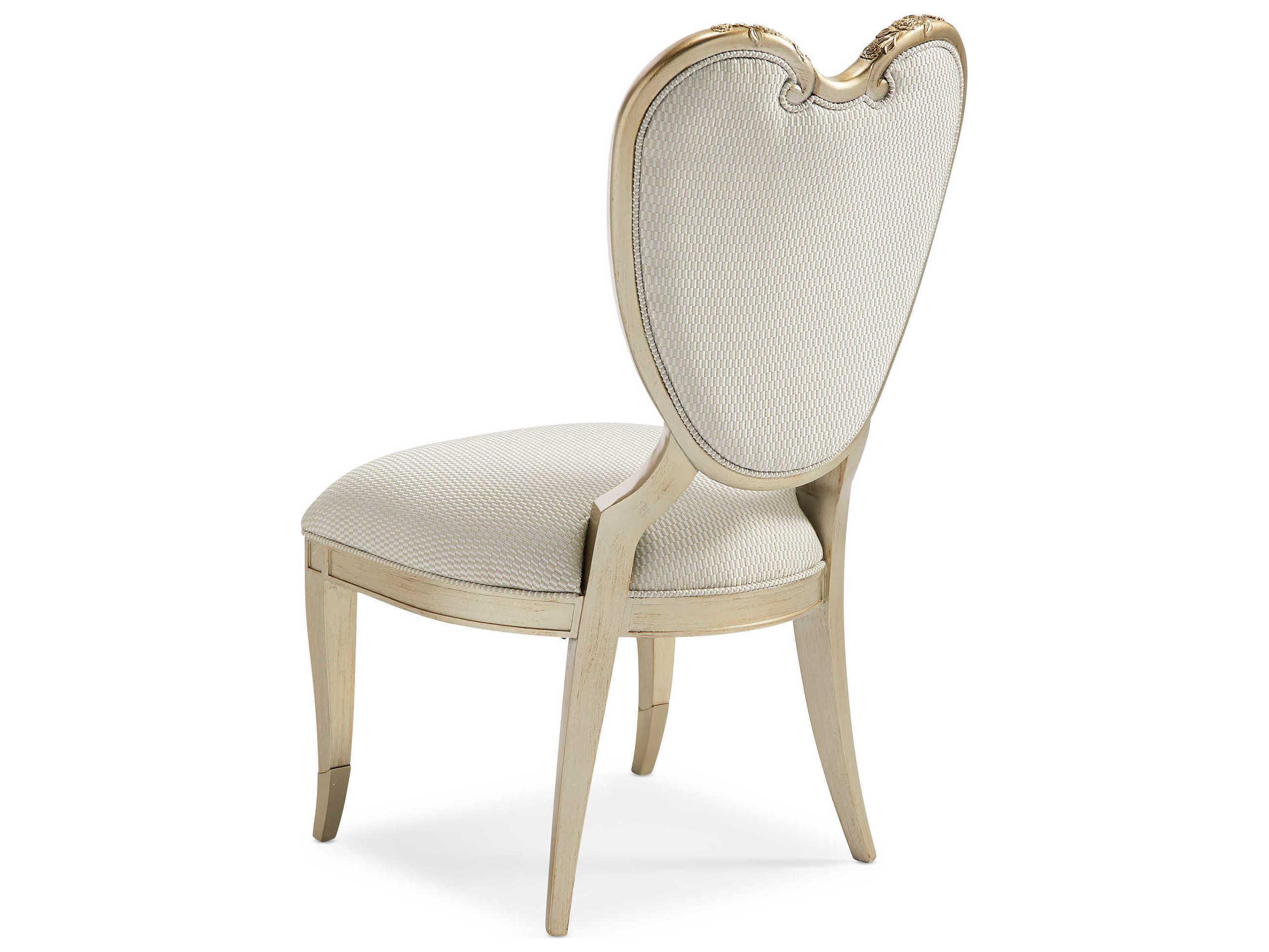 Caracole Fontainebleau Center Hardwood White Upholstered Side Dining Chair