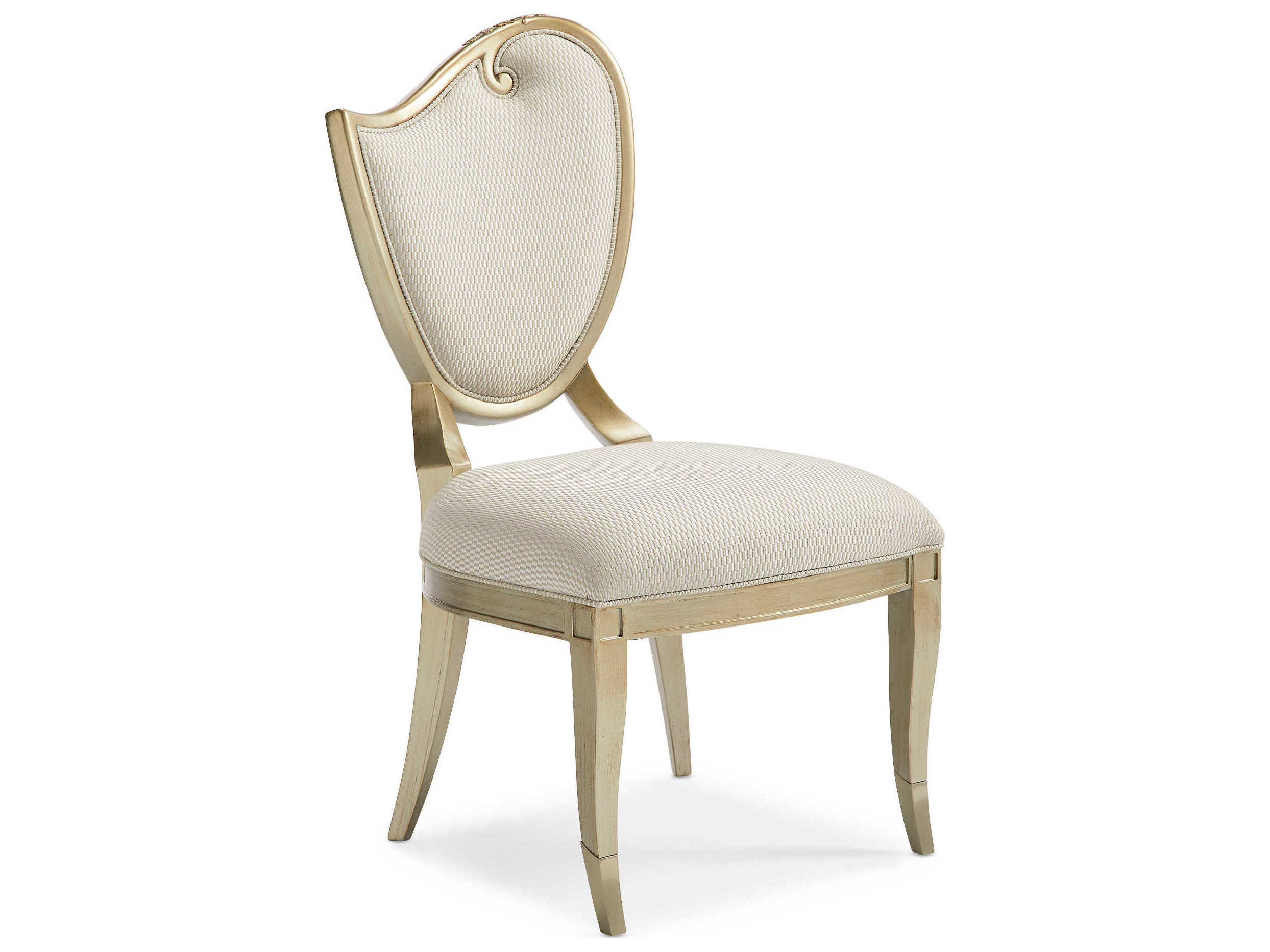 Caracole Fontainebleau Left Side Hardwood White Upholstered Dining Chair