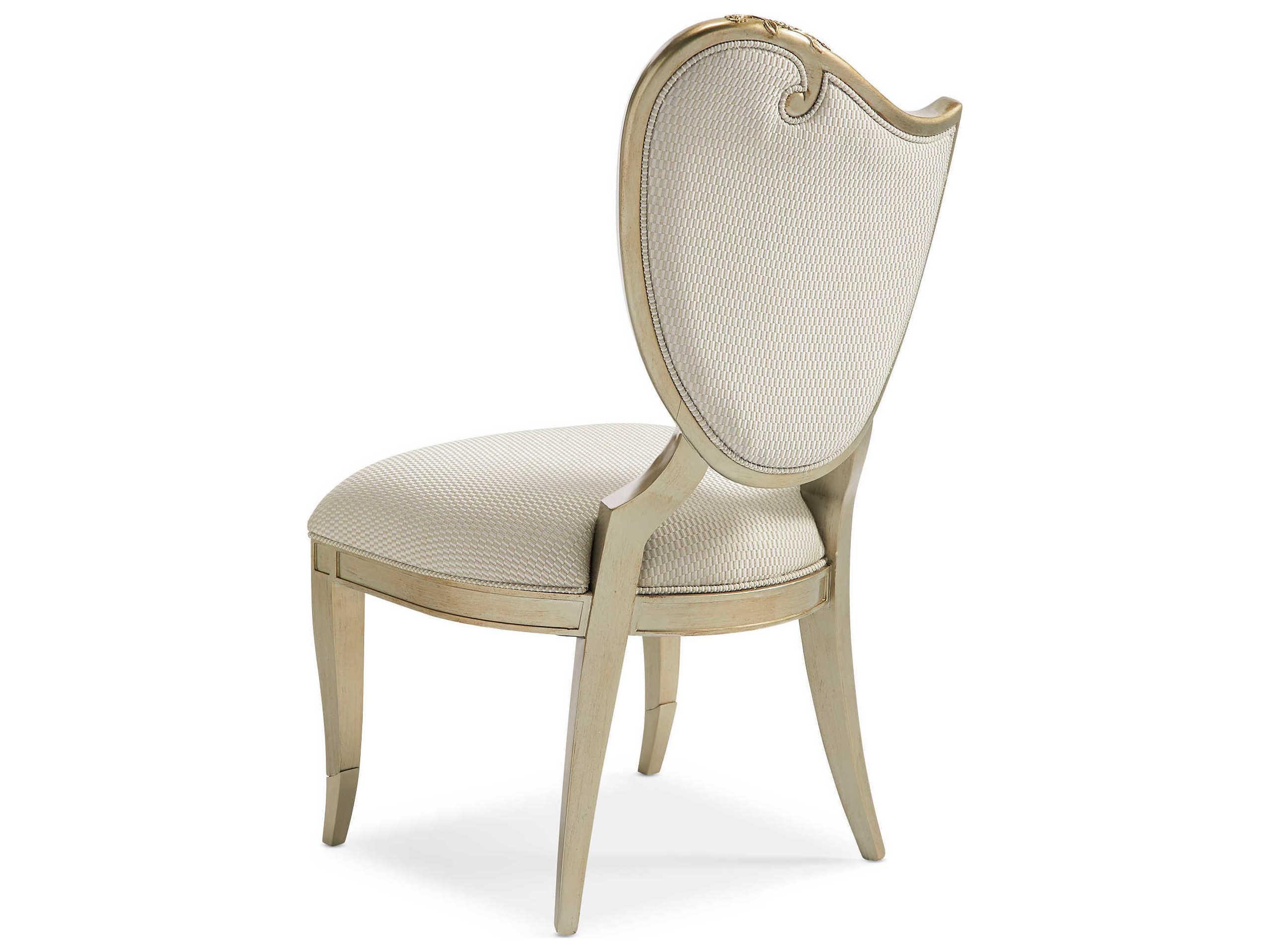 Caracole Fontainebleau Left Side Hardwood White Upholstered Dining Chair