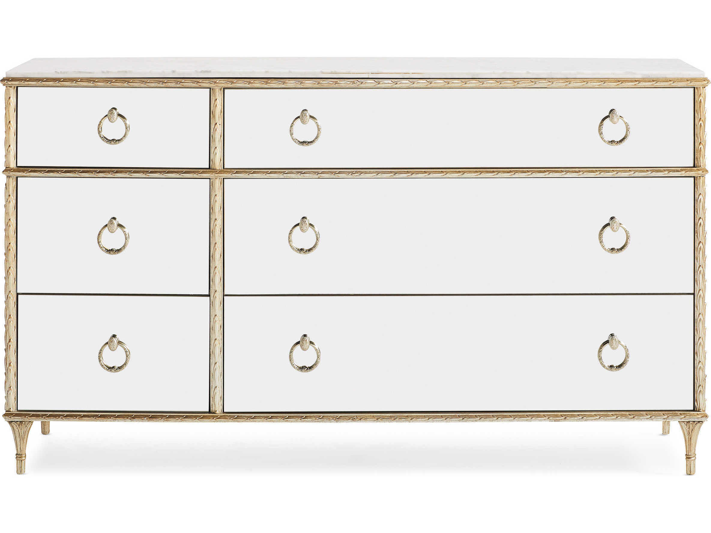 Caracole Fontainebleau 6-Drawers Mirrored Hardwood Double Dresser