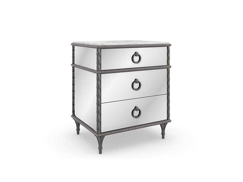 Caracole Fontainebleau 3-Drawers Mirrored Hardwood Nightstand
