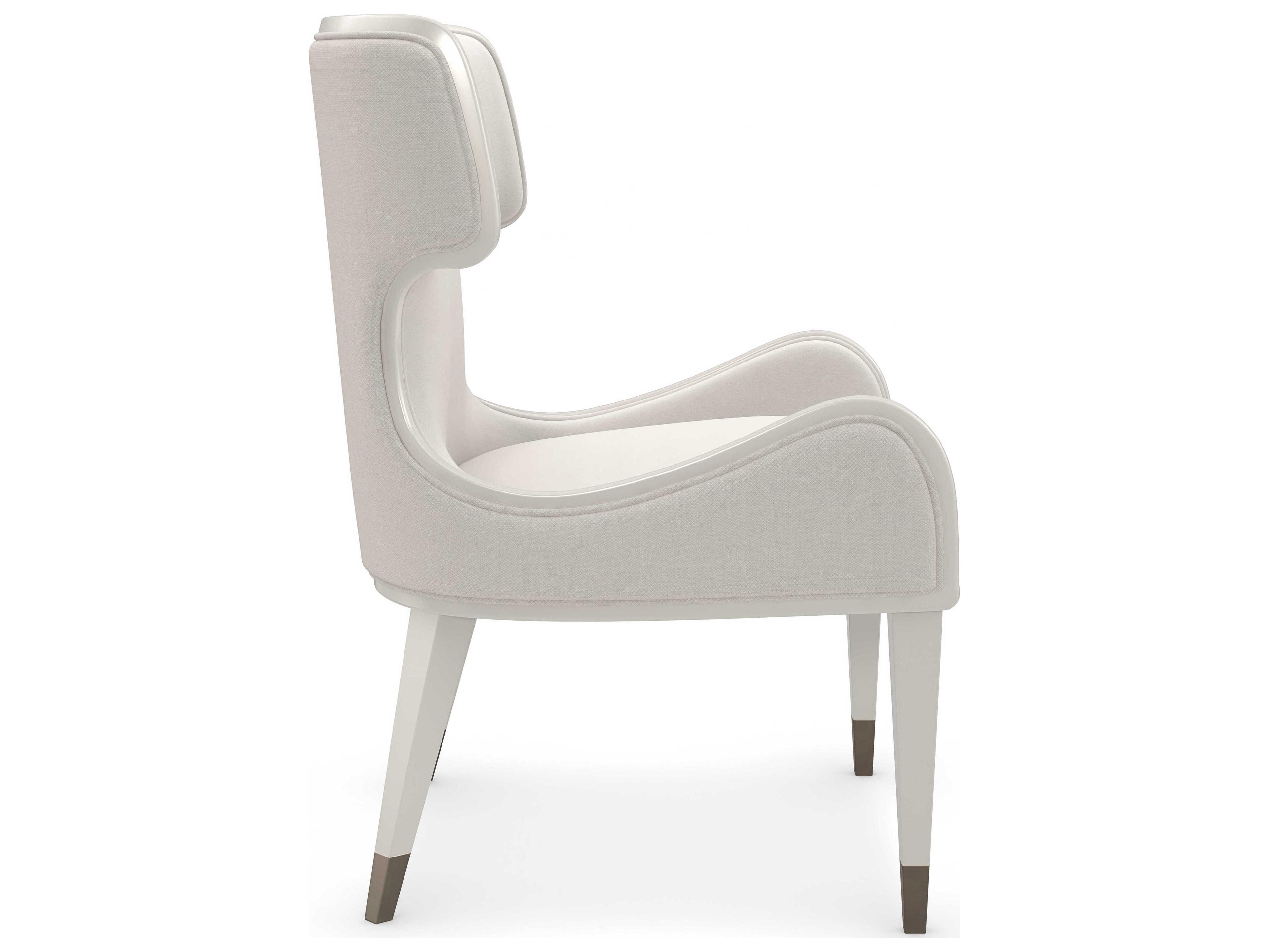 Caracole Valentina Birch Wood White Upholstered Arm Dining Chair