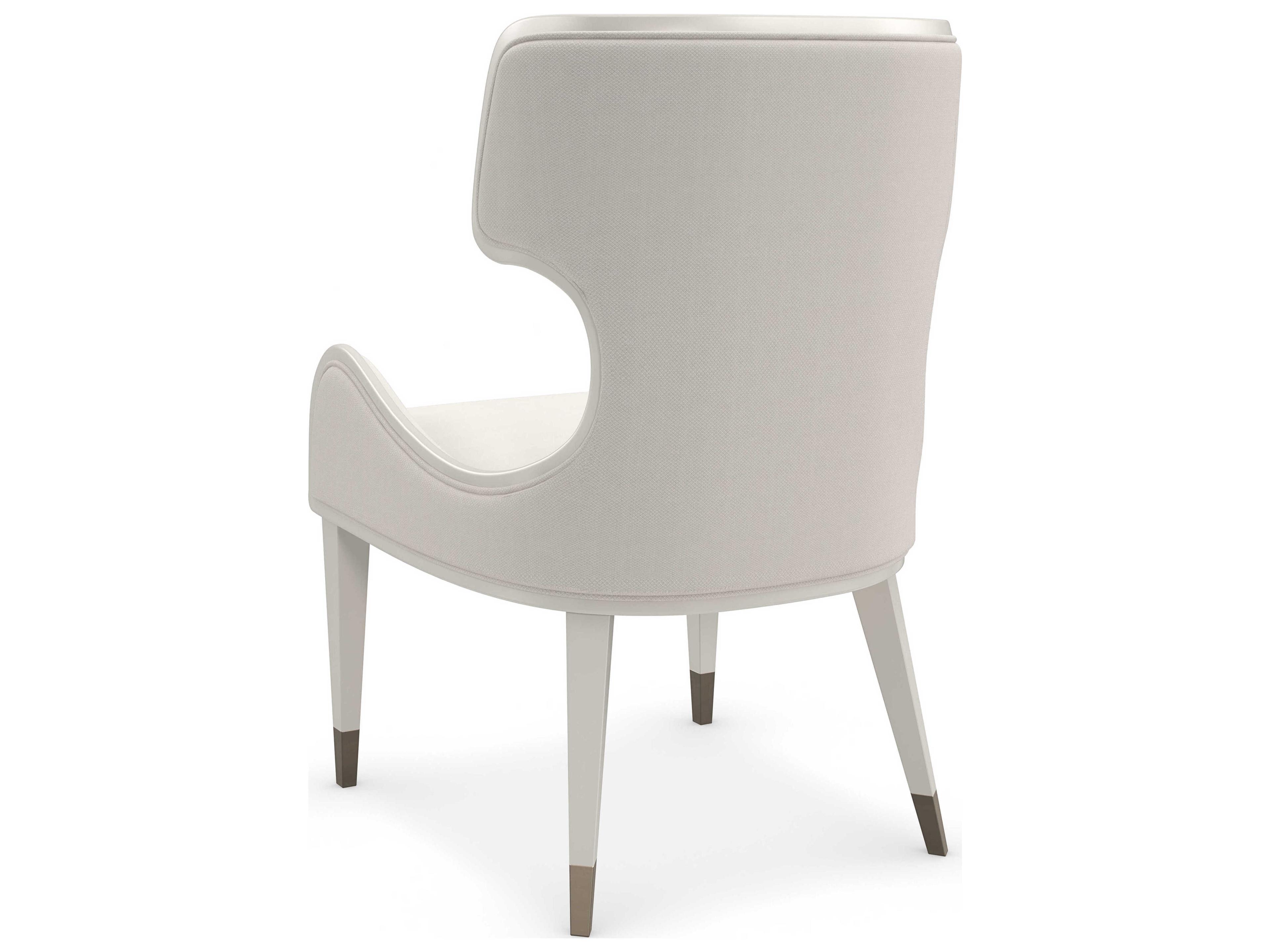 Caracole Valentina Birch Wood White Upholstered Arm Dining Chair