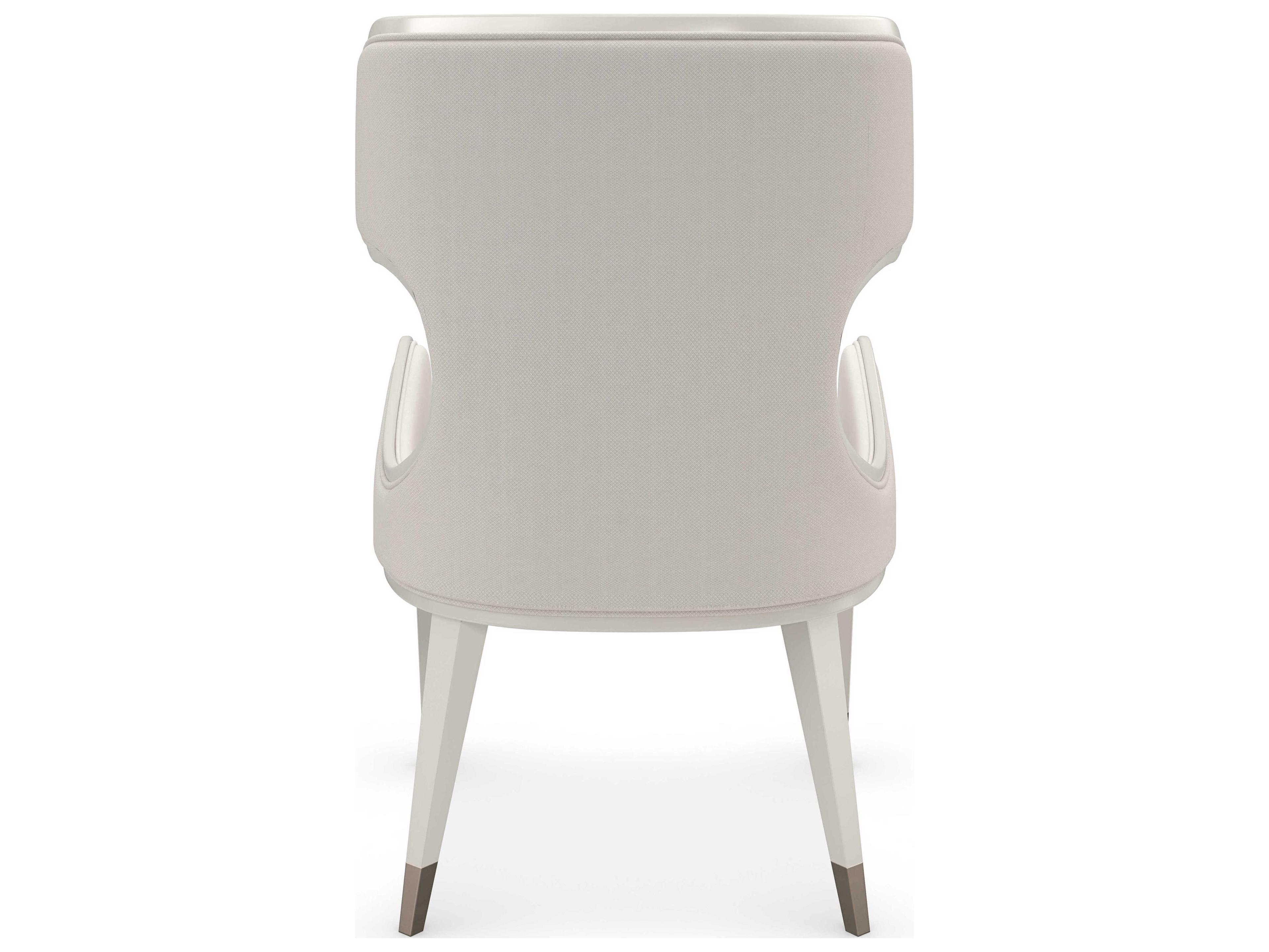Caracole Valentina Birch Wood White Upholstered Arm Dining Chair