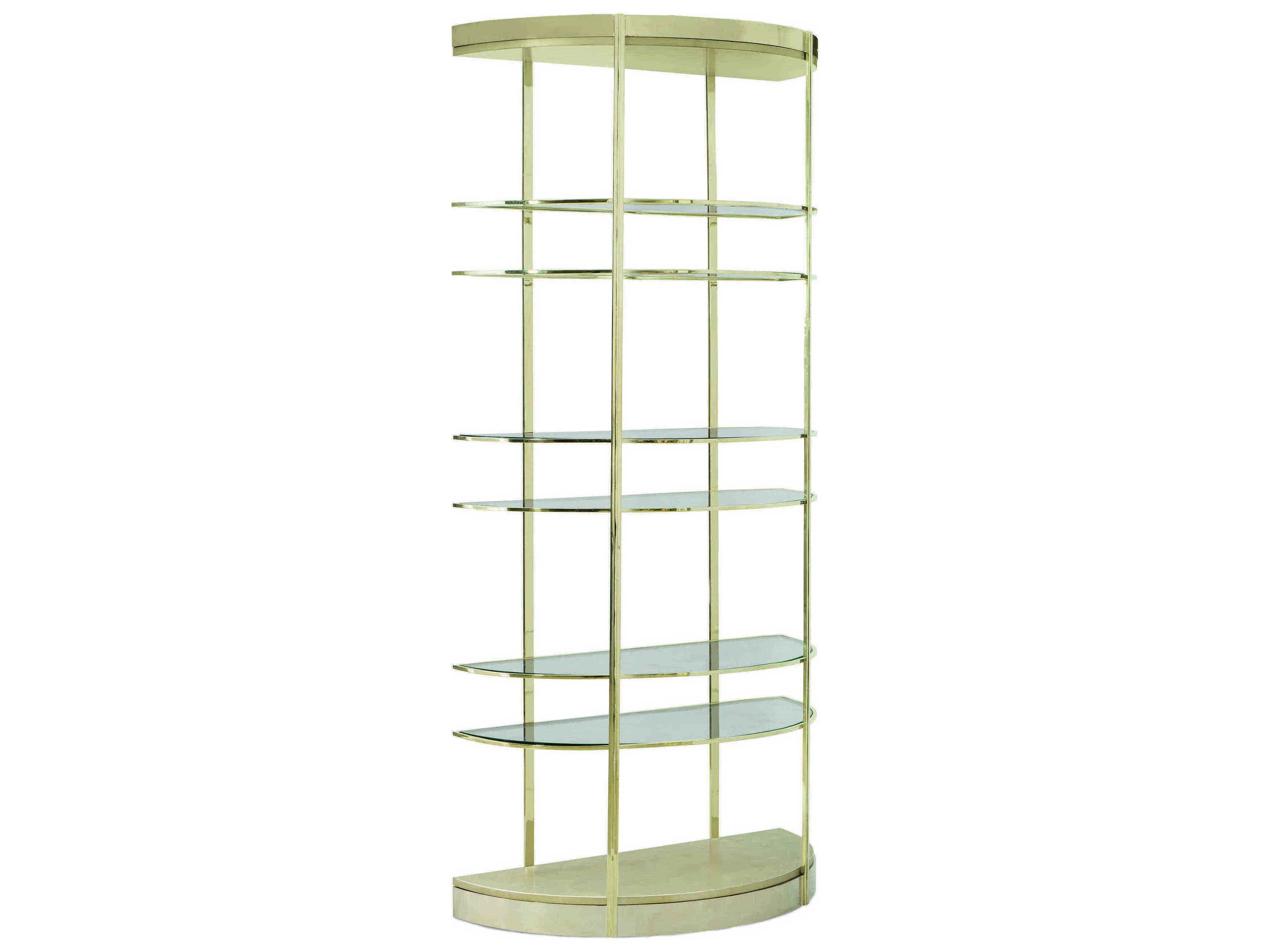 Caracole Classic Up Up and Away Auric Silver Leaf / Whisper of Gold Half Moon Etagere