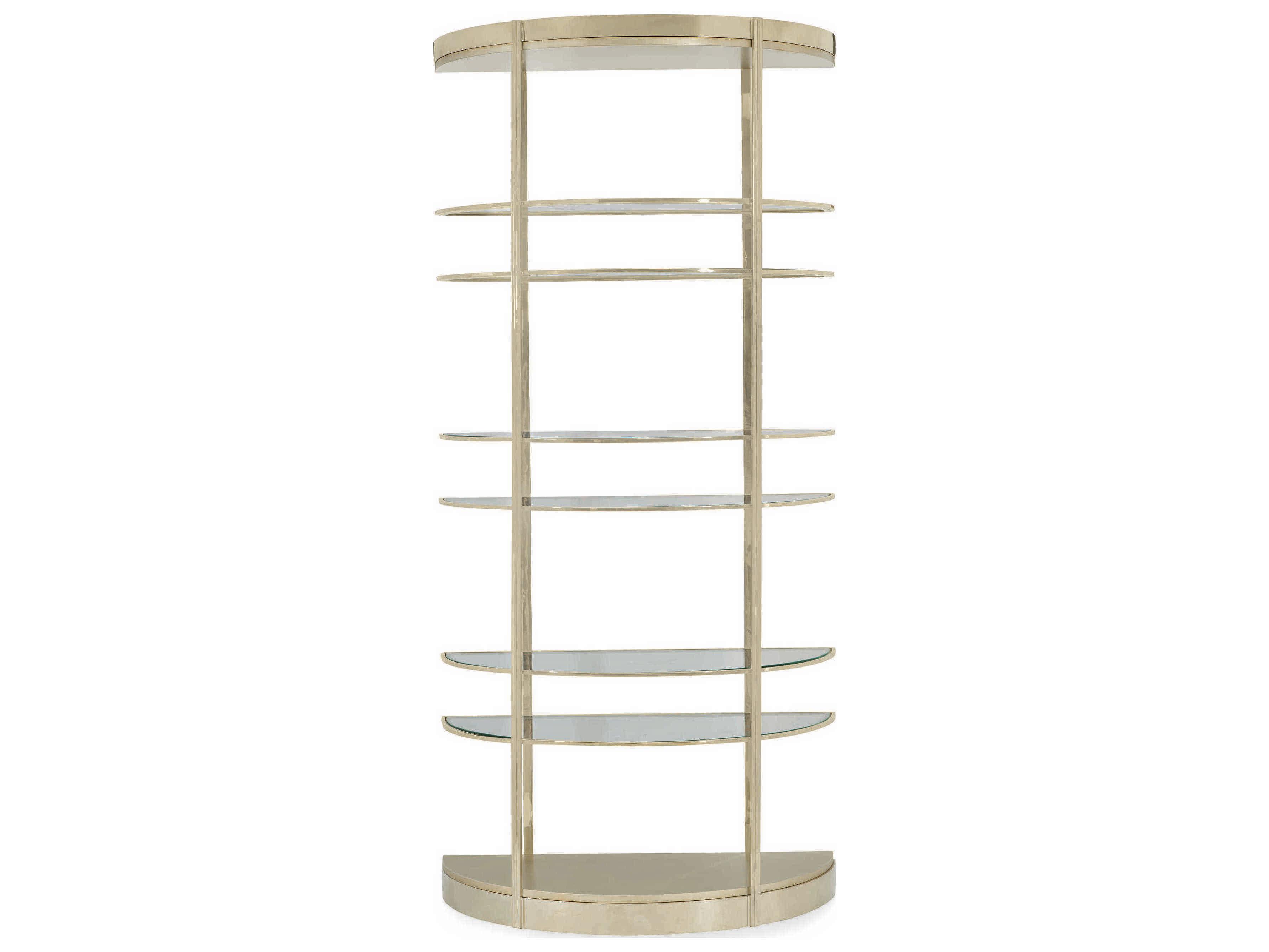 Caracole Classic Up Up and Away Auric Silver Leaf / Whisper of Gold Half Moon Etagere
