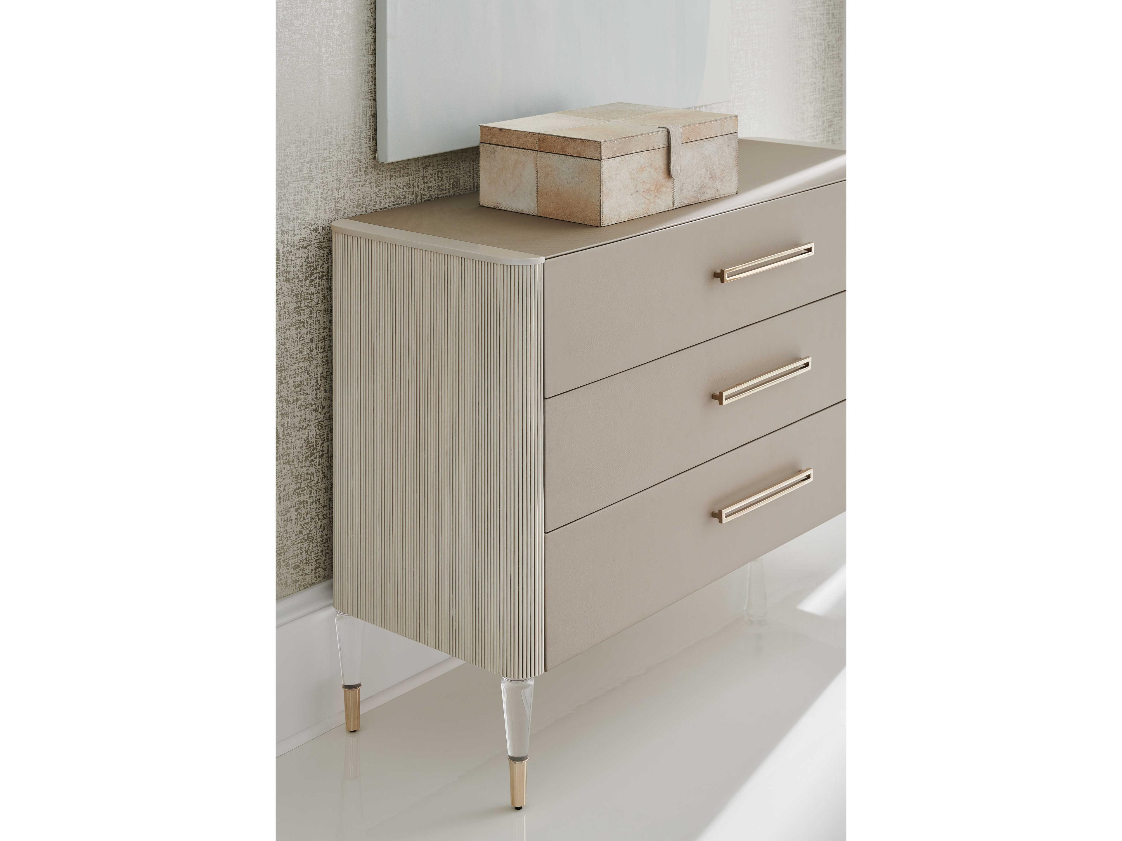 Caracole Classic I Love it! Matte Pearl Shagreen White Accent Chest