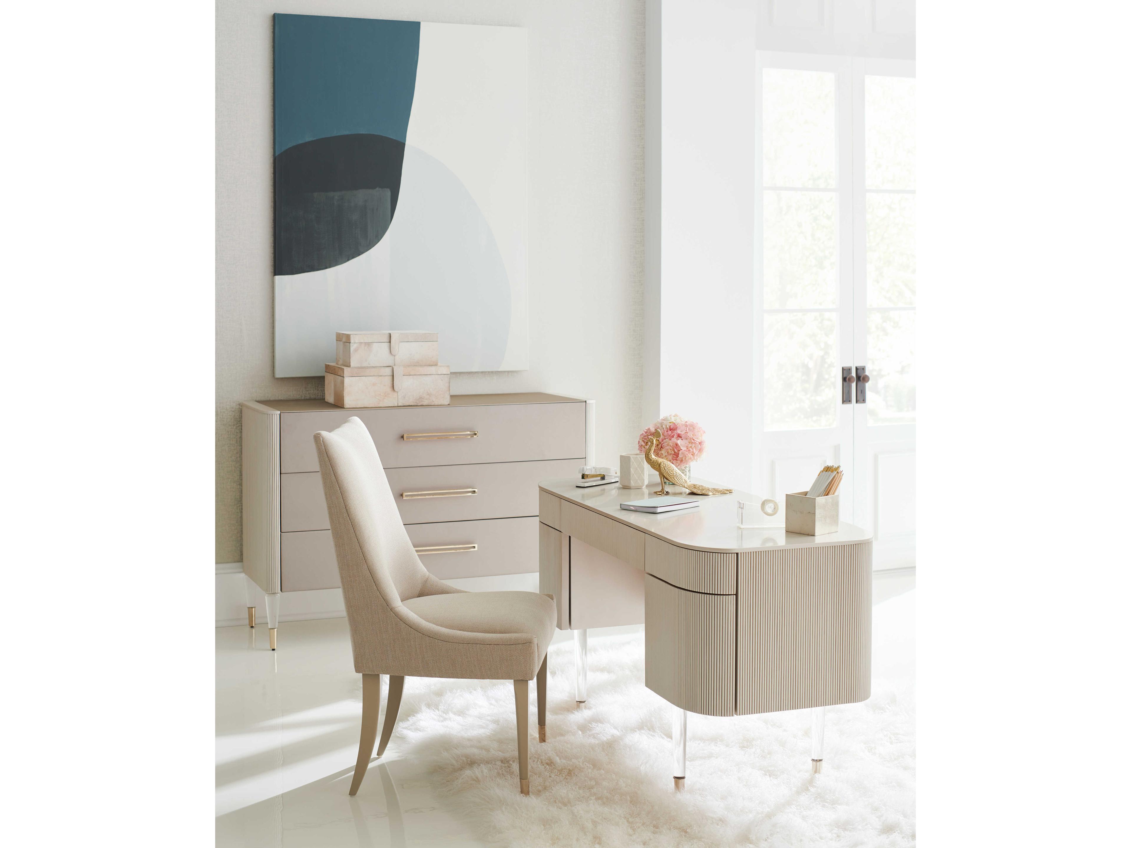 Caracole Classic I Love it! Matte Pearl Shagreen White Accent Chest