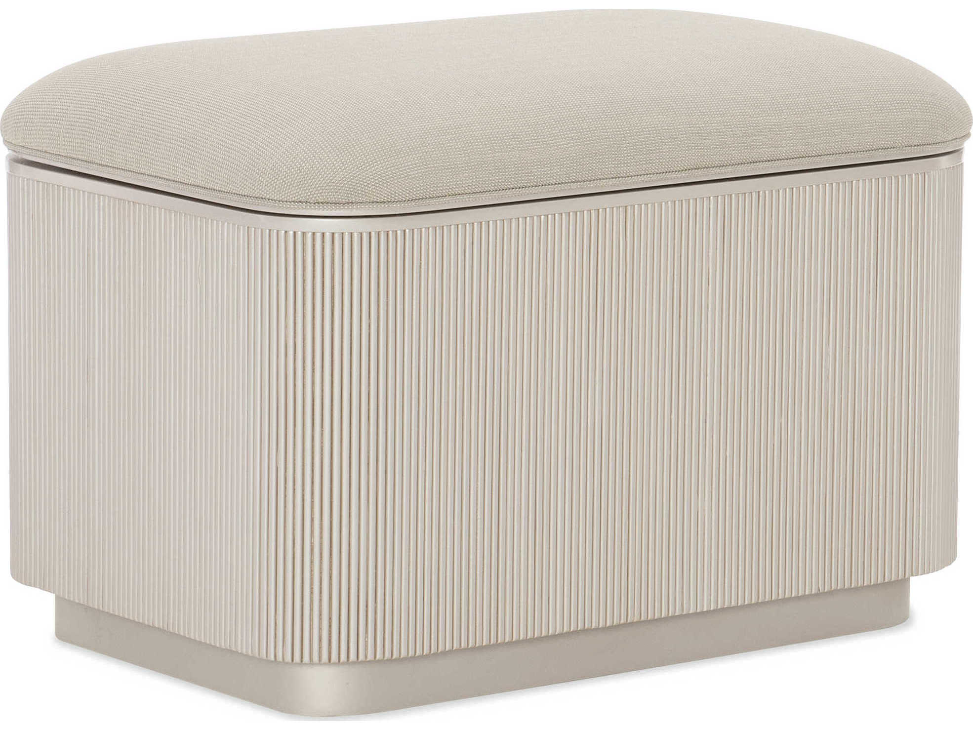 Caracole Classic For the Love of Matter Pearl White Upholstered Ottoman