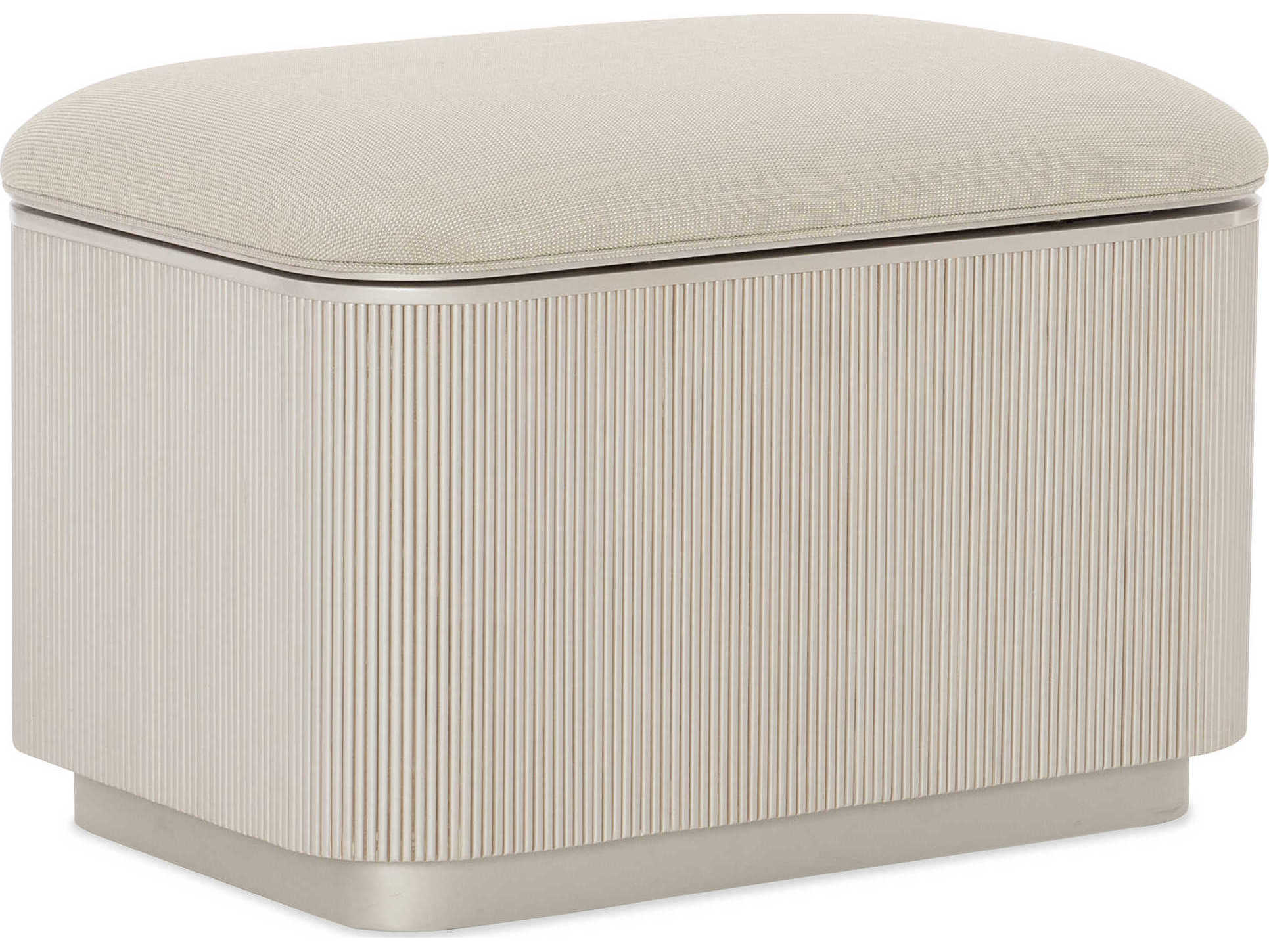 Caracole Classic For the Love of Matter Pearl White Upholstered Ottoman