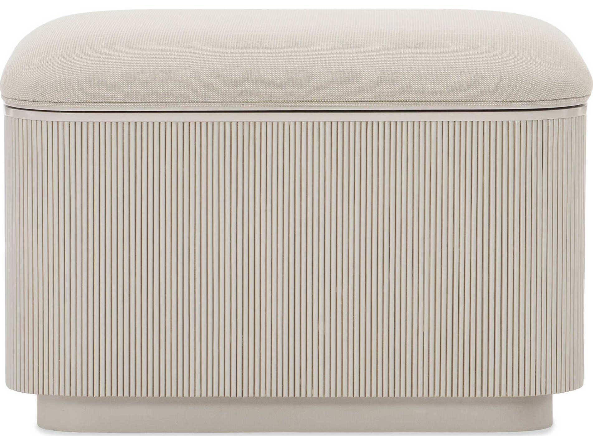 Caracole Classic For the Love of Matter Pearl White Upholstered Ottoman