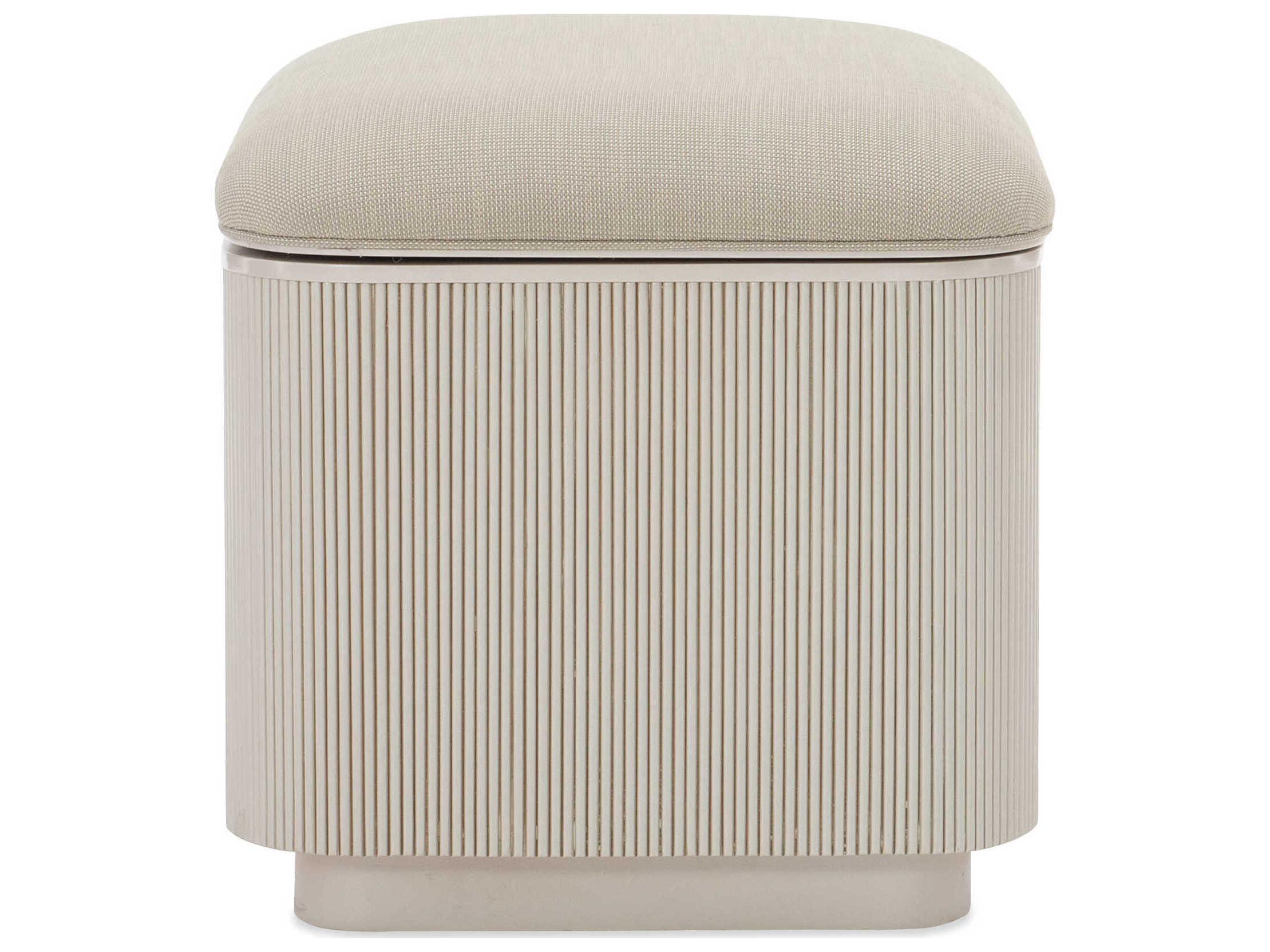 Caracole Classic For the Love of Matter Pearl White Upholstered Ottoman