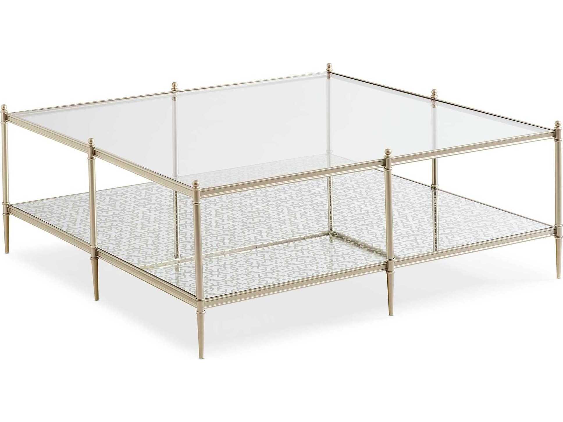 Caracole Classic Perfectly Square 48"Square Glass Neutral Metallic Coffee Table