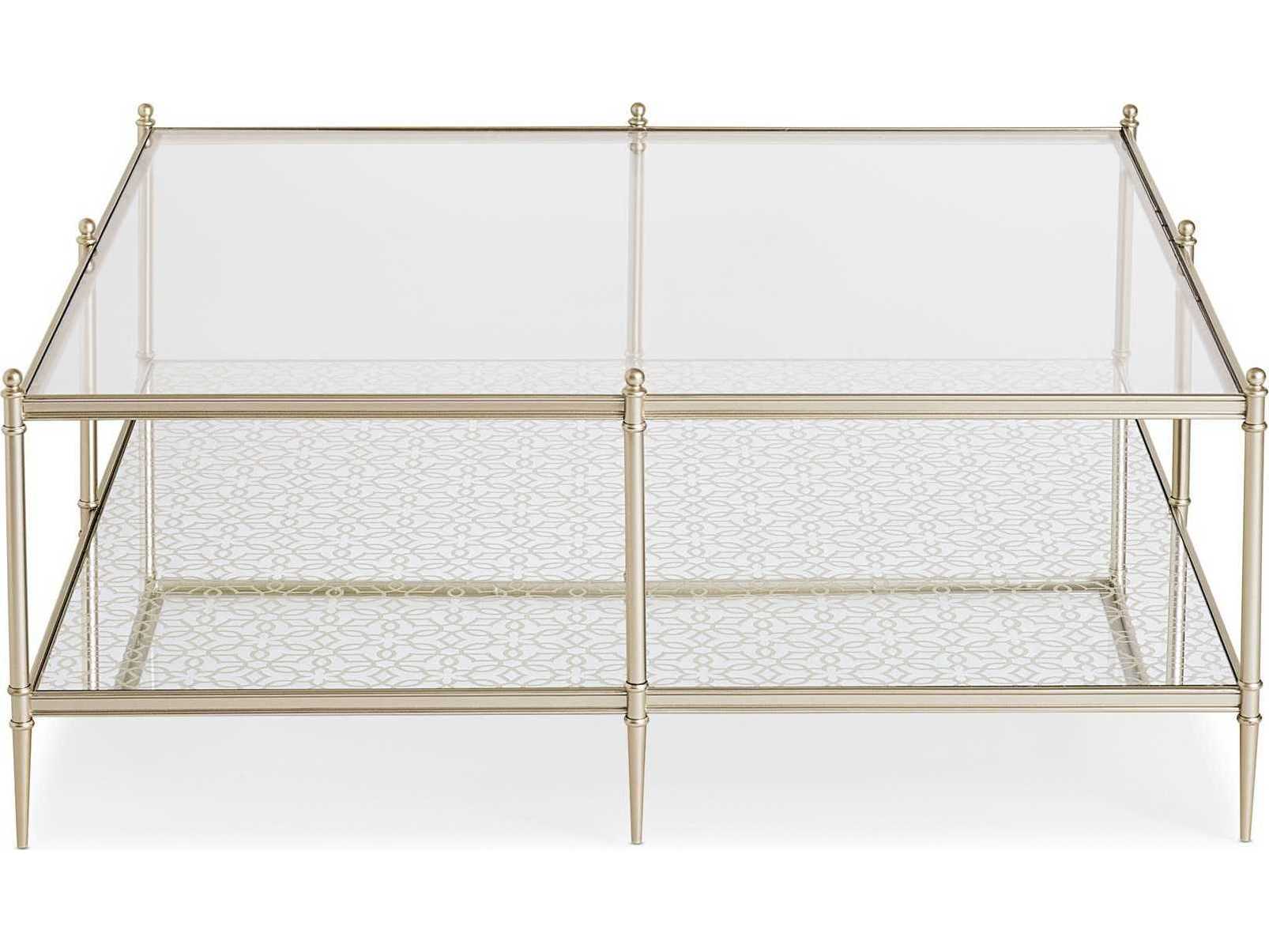 Caracole Classic Perfectly Square 48"Square Glass Neutral Metallic Coffee Table