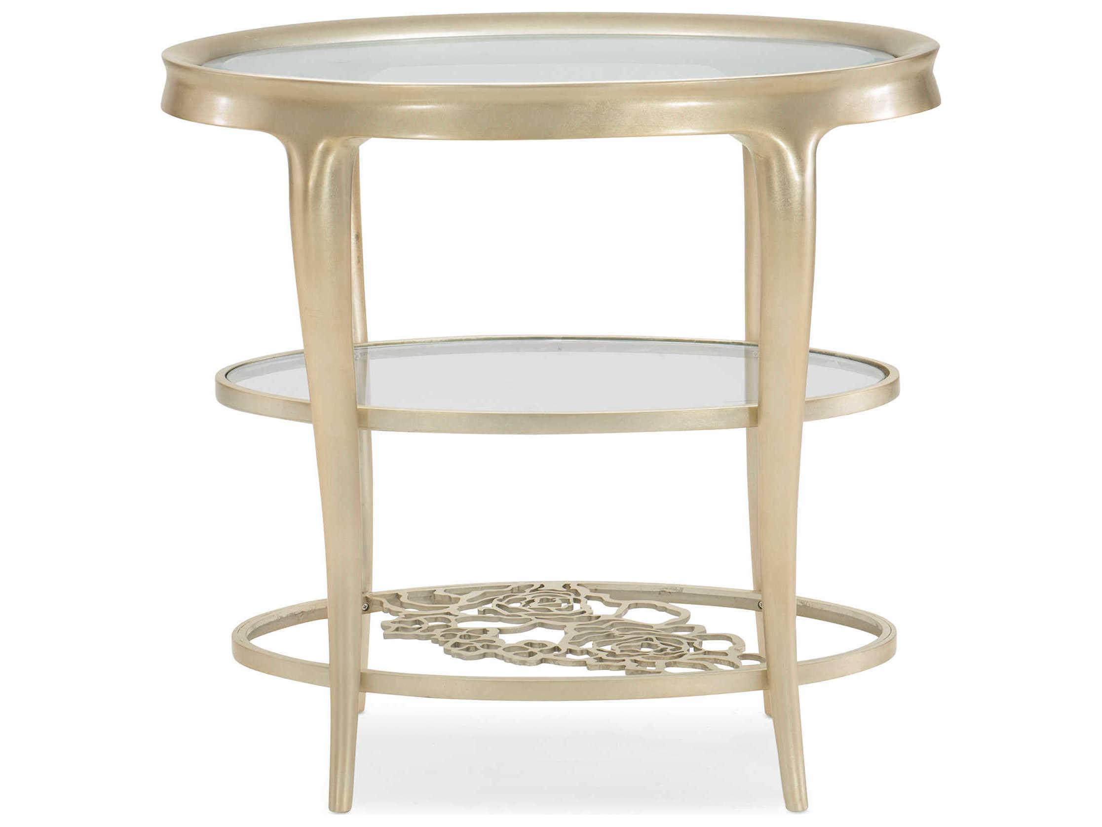 Caracole Classic Wild Flower Oval Glass Oracle End Table