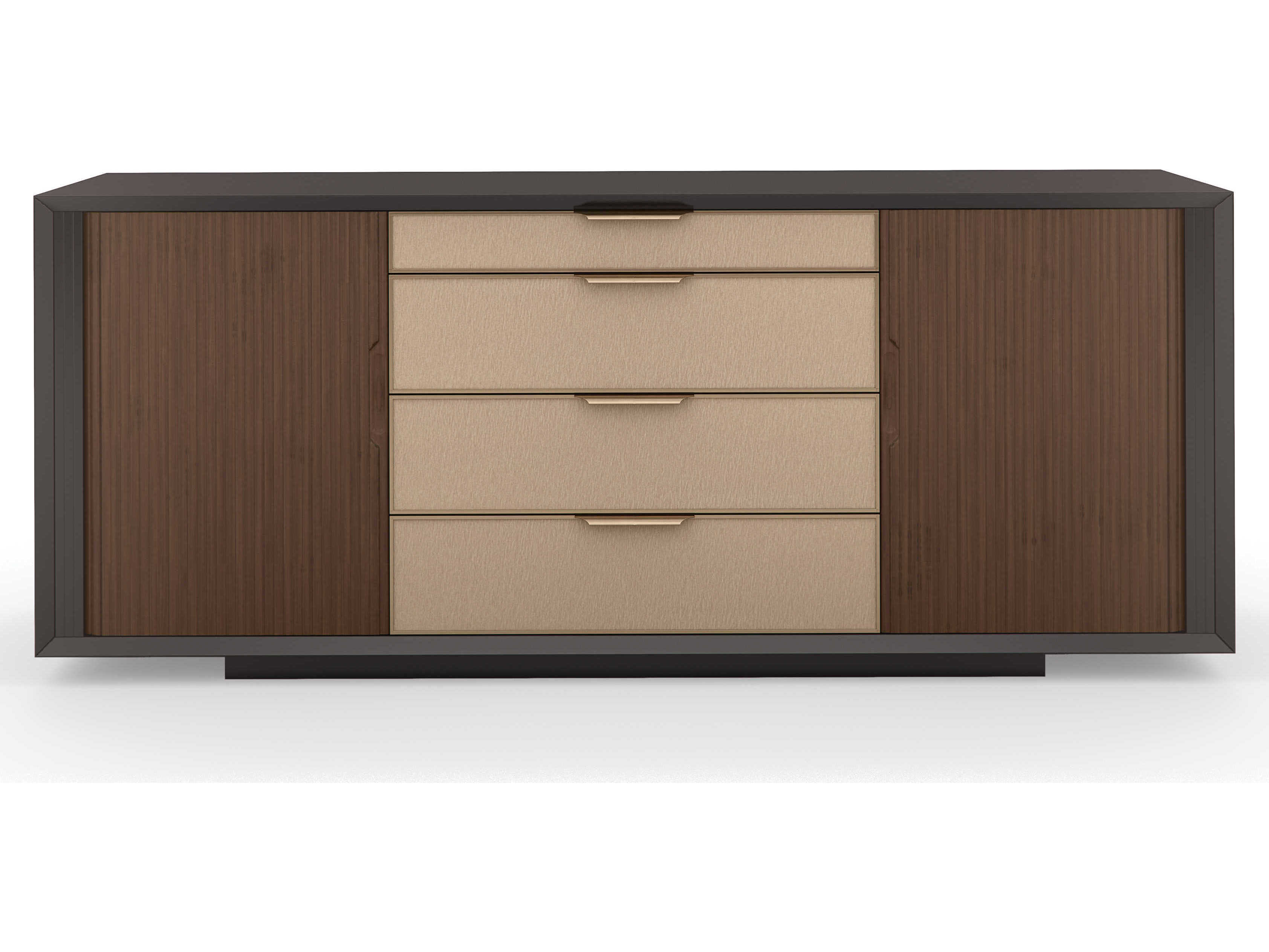 Caracole Classic Around the Corner 4-Drawers Brown Walnut Wood Dresser