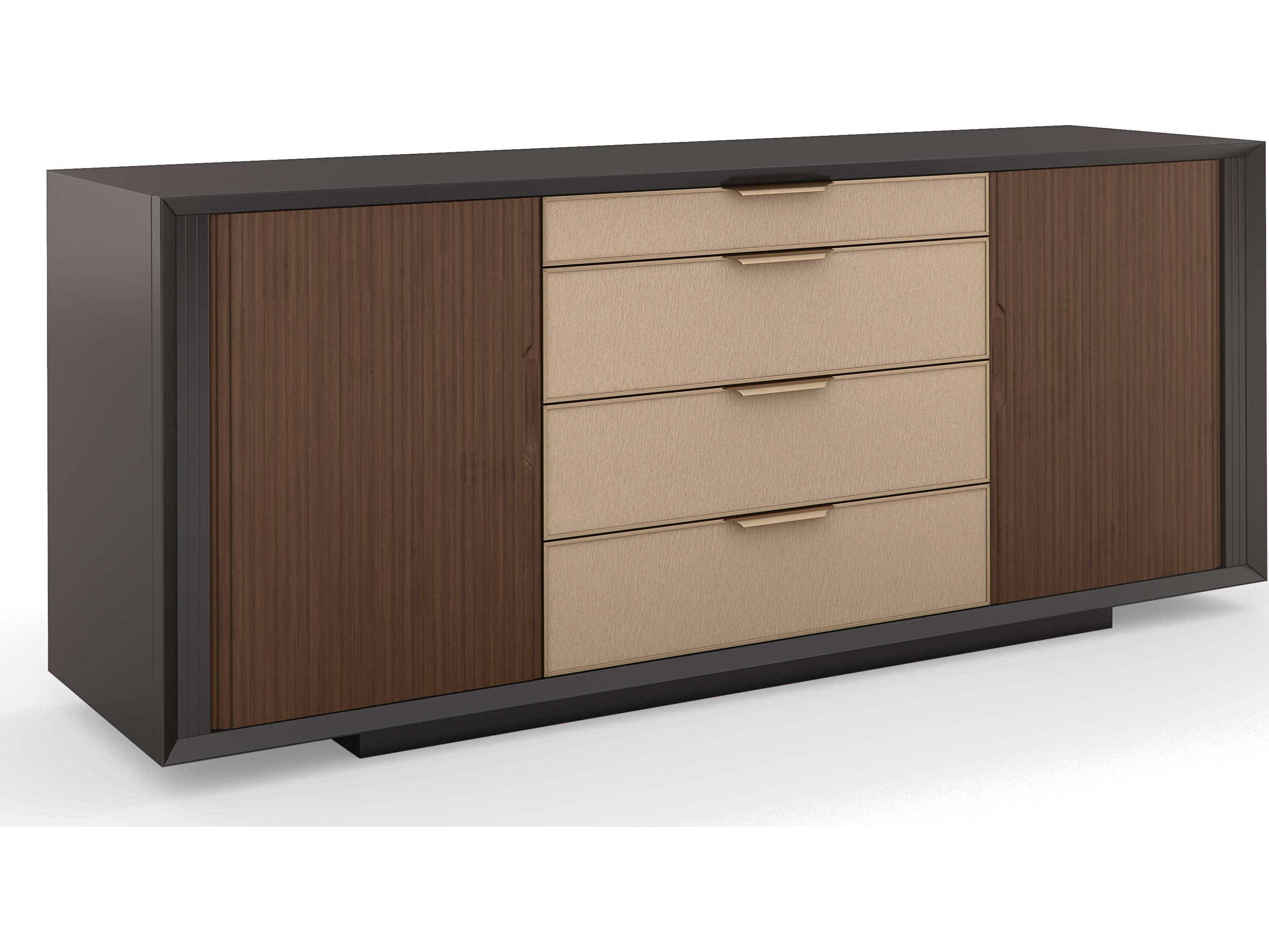 Caracole Classic Around the Corner 4-Drawers Brown Walnut Wood Dresser