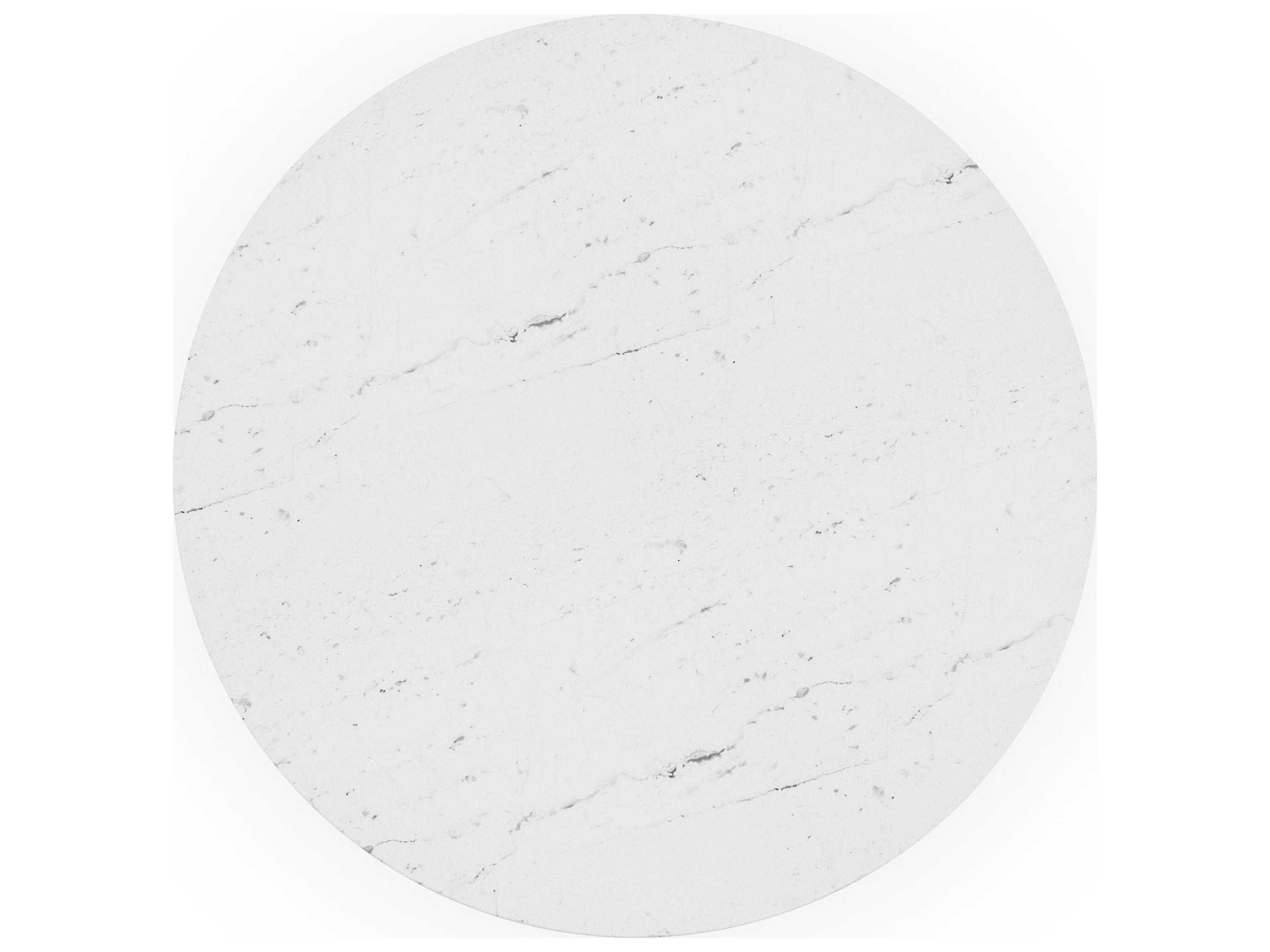 Caracole Classic All Natural Round White Marble Rich Walnut Dining Table