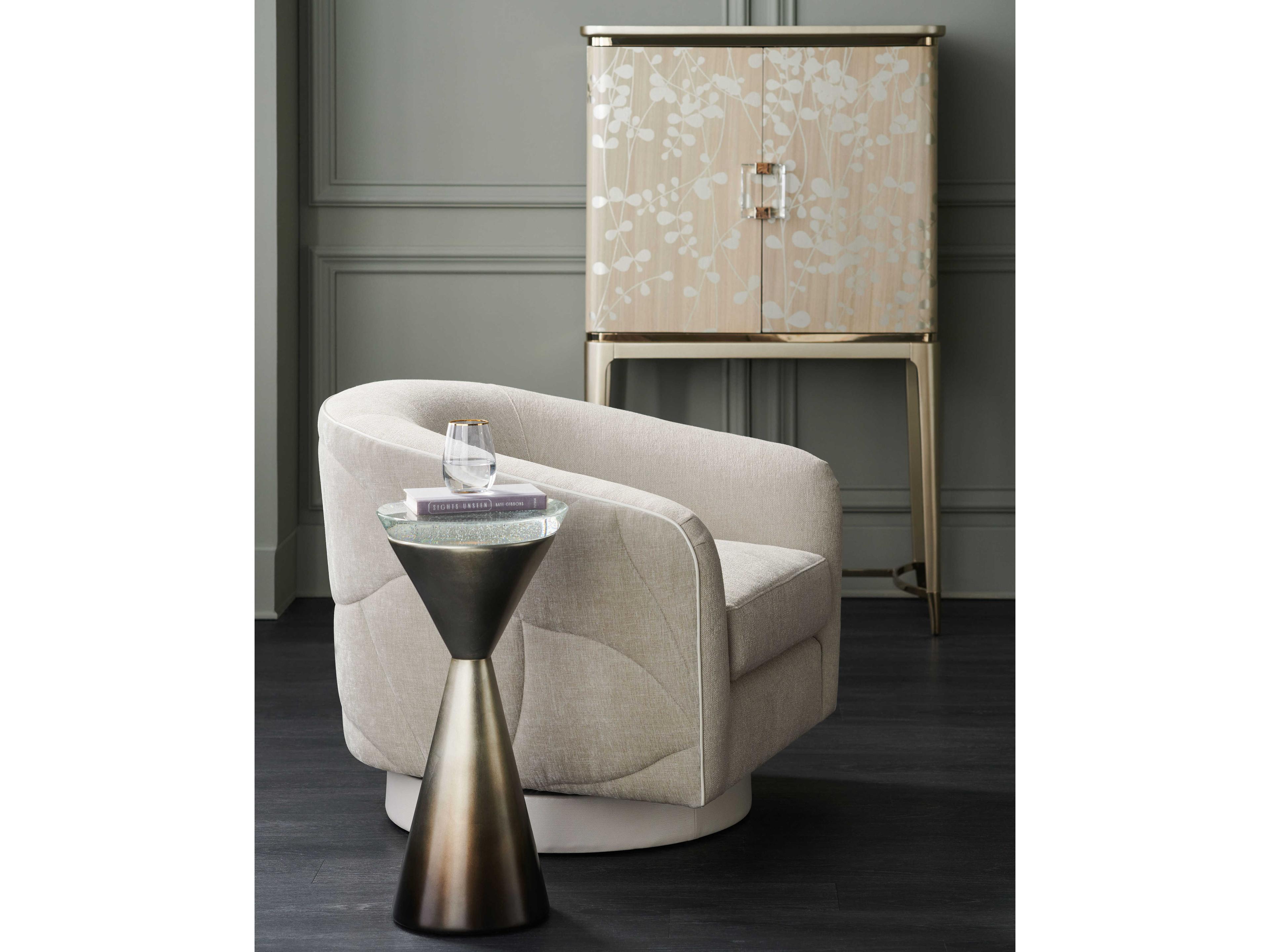 Caracole Classic Spy Glass Round Ombre Leaf End Table