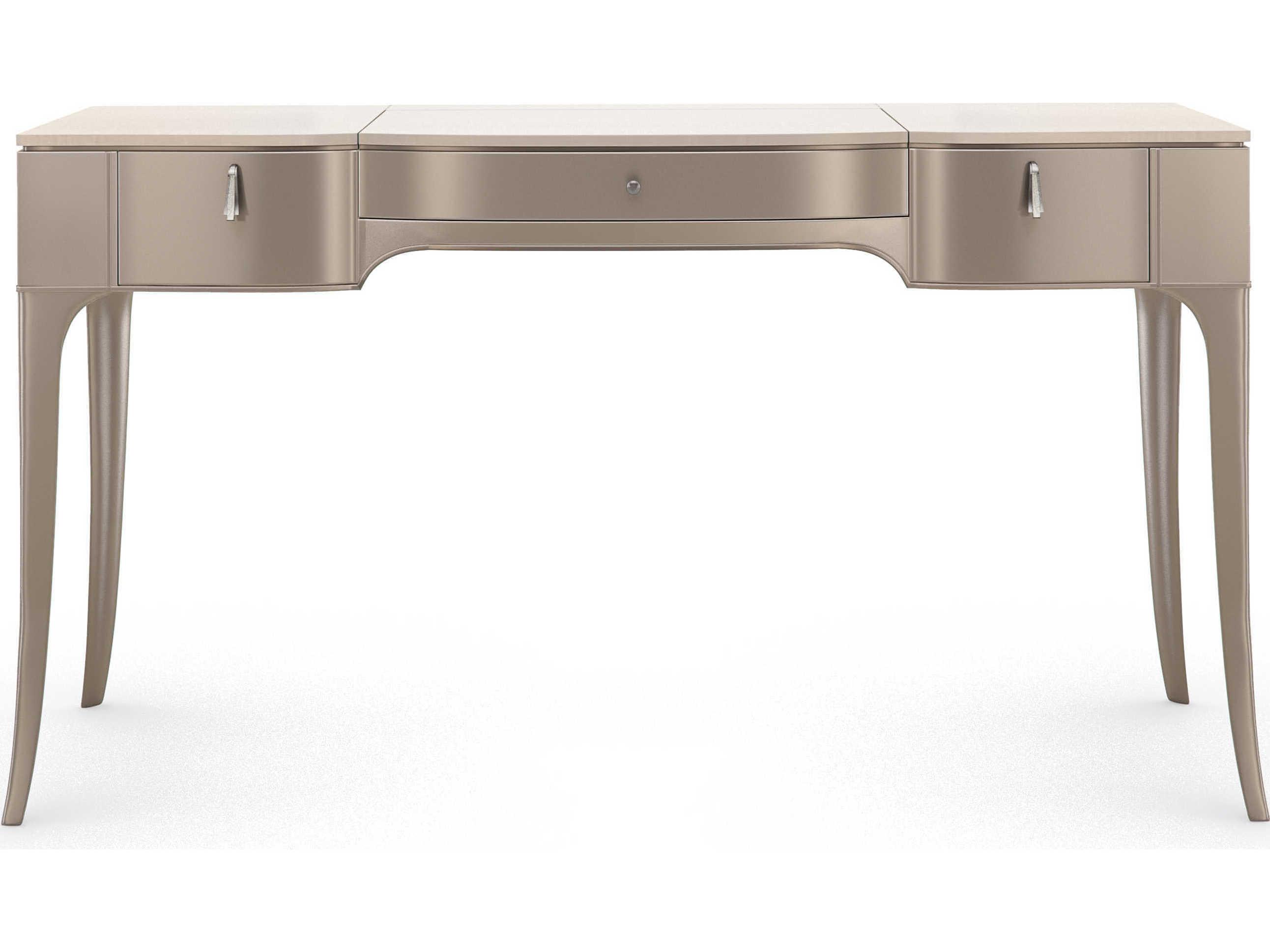 Caracole Classic Kiss N Makeup Soft Silver Paint Vanilla Cream Vanity Table