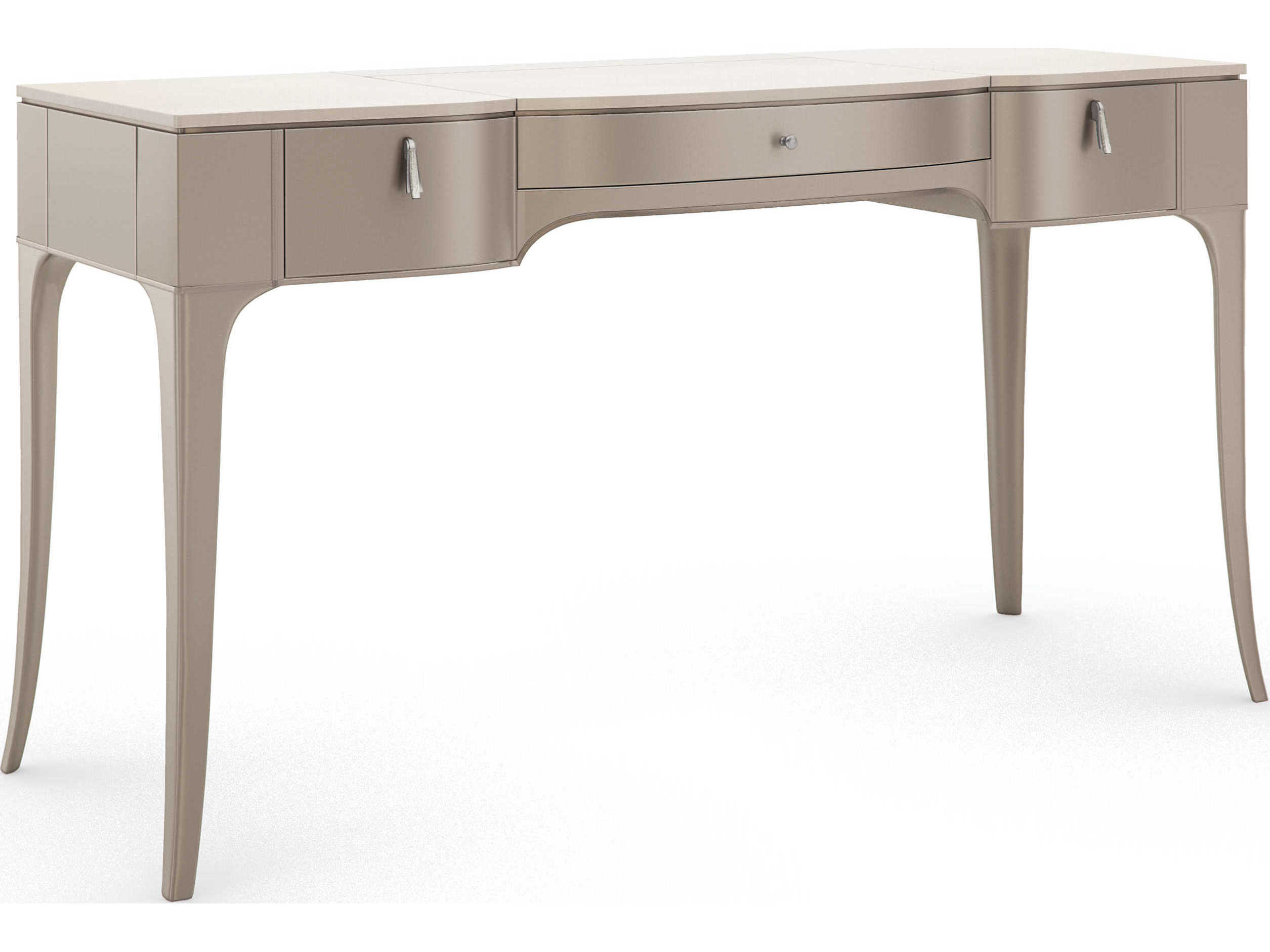 Caracole Classic Kiss N Makeup Soft Silver Paint Vanilla Cream Vanity Table