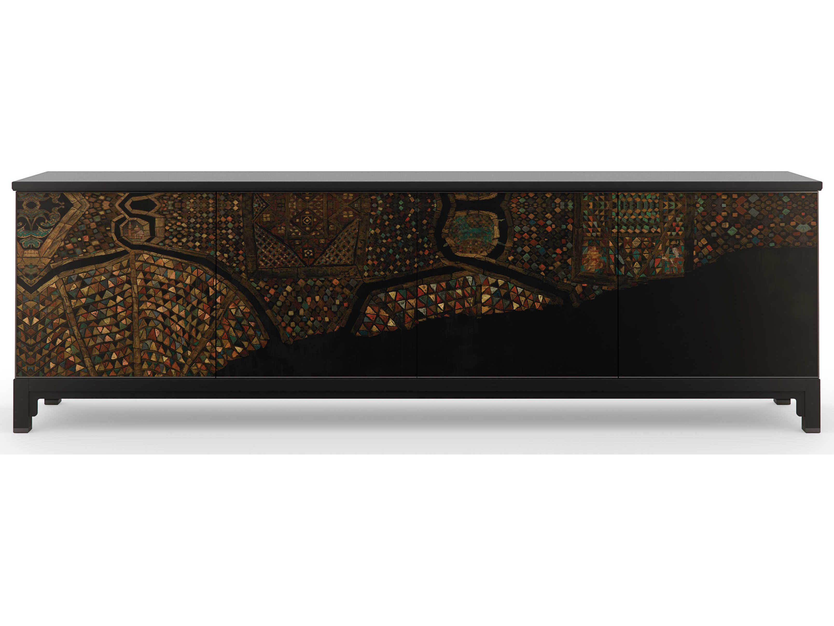 Caracole Classic Mosaic 100" Satin Ebony Deep Bronze Media Console