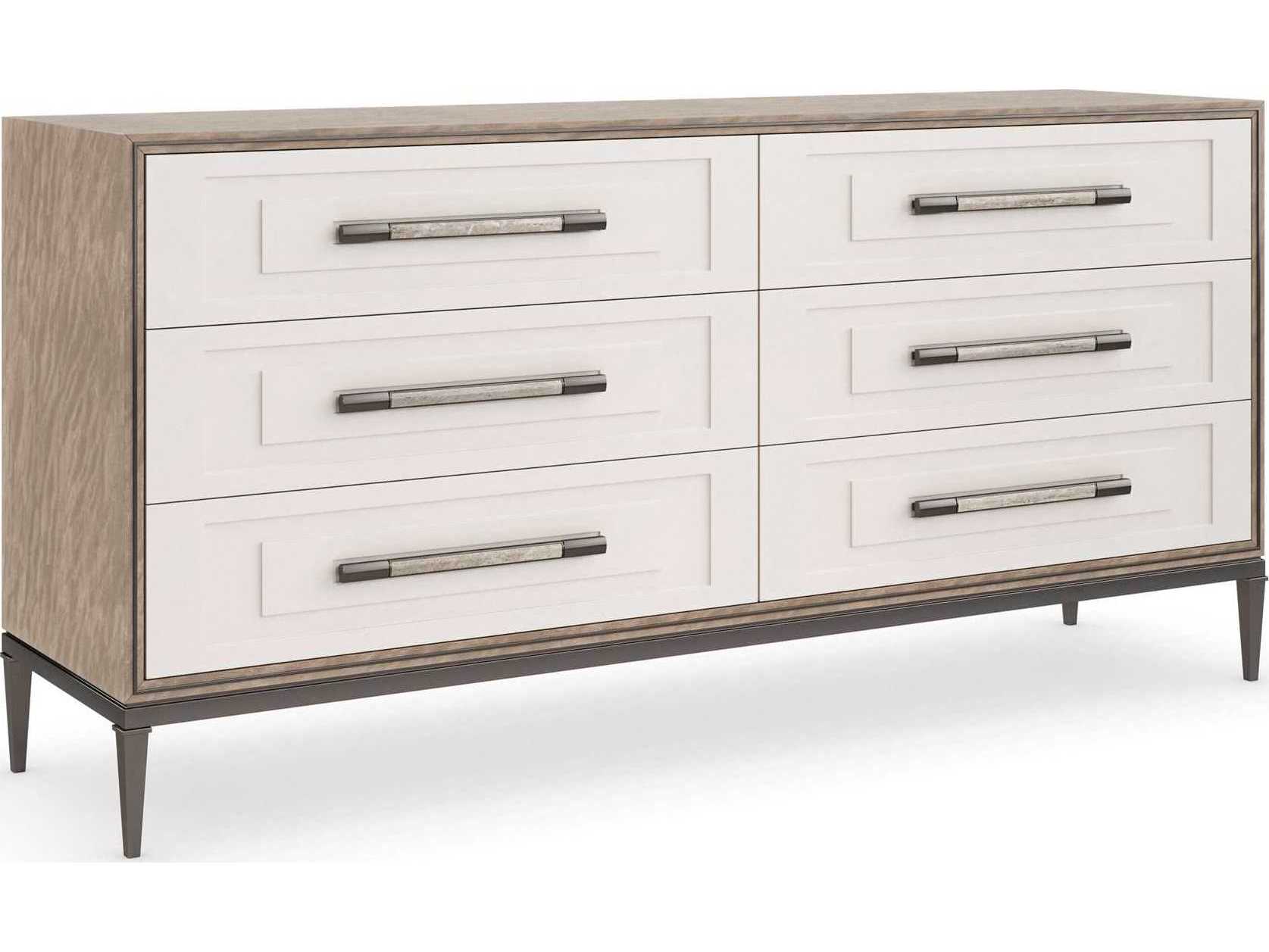 Caracole Classic Impressive 6-Drawers Brown Birch Wood Double Dresser