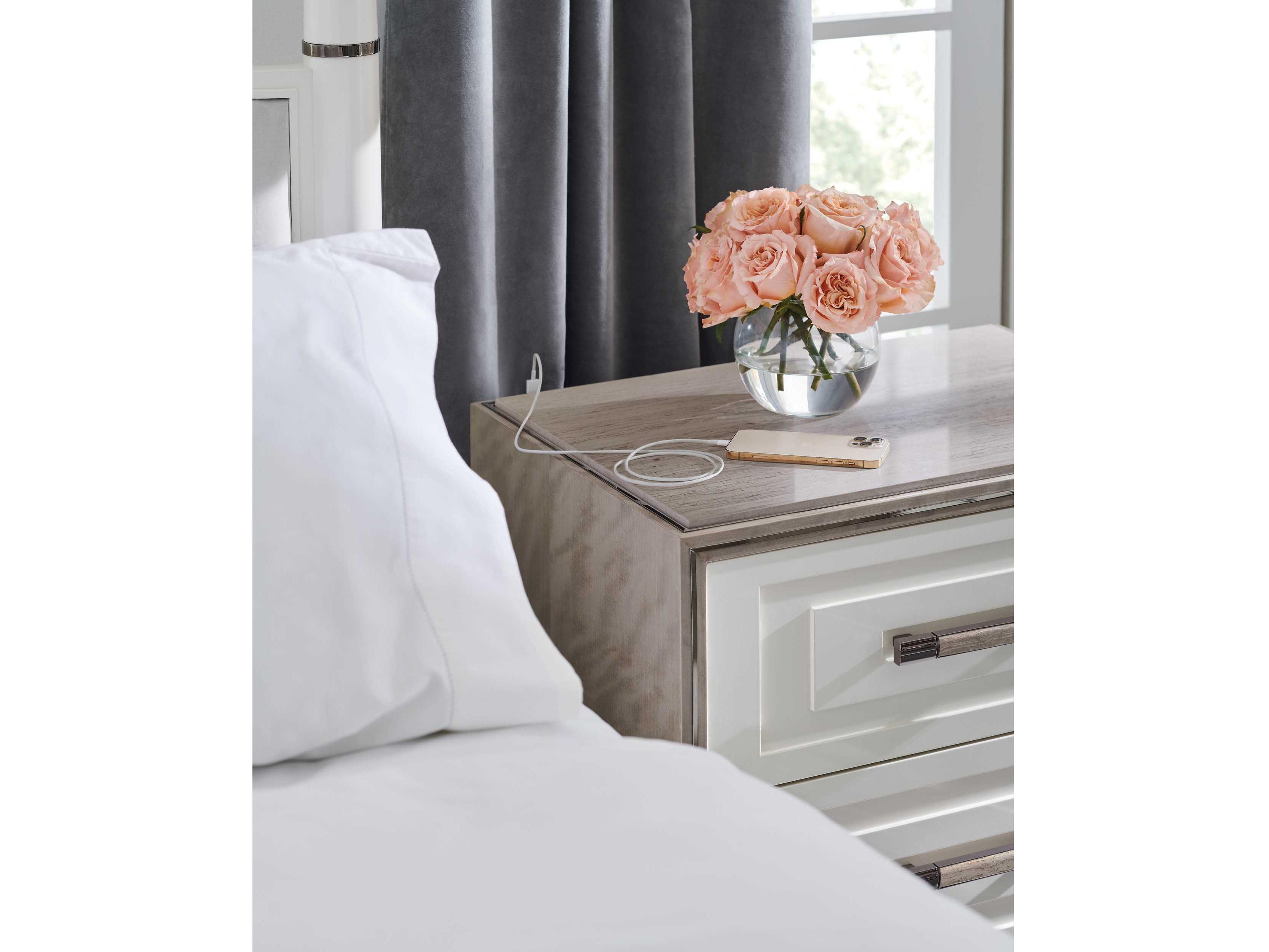 Caracole Classic I'm Impressed 2-Drawers Brown Birch Wood Nightstand