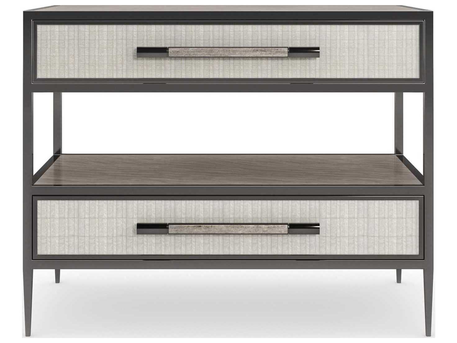 Caracole Classic Dual Impressions 2-Drawers Brown Birch Wood Nightstand