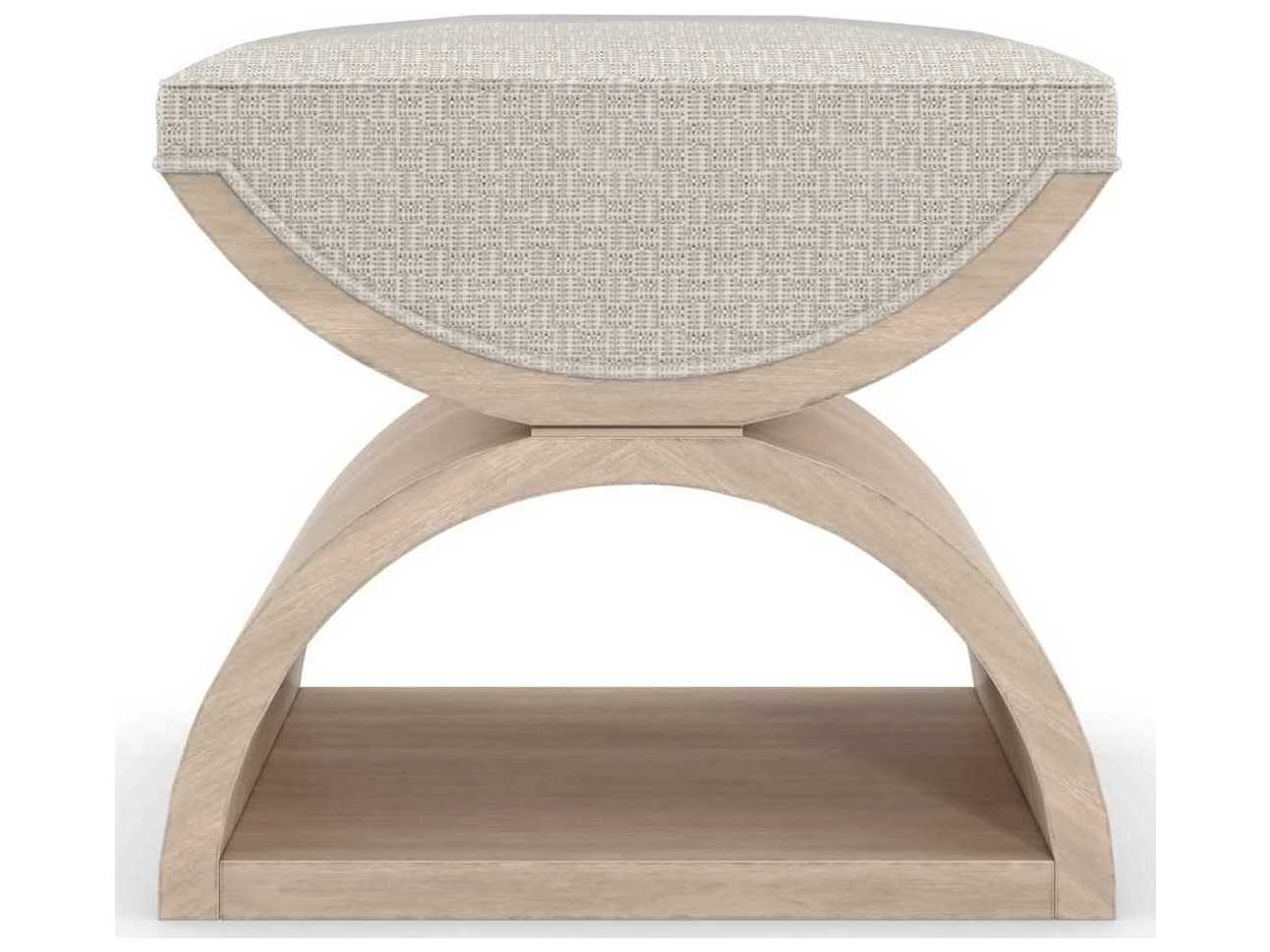 Caracole Classic Open Enrollment Woodland Gray Majestic Gold Brown Upholstered Ottoman