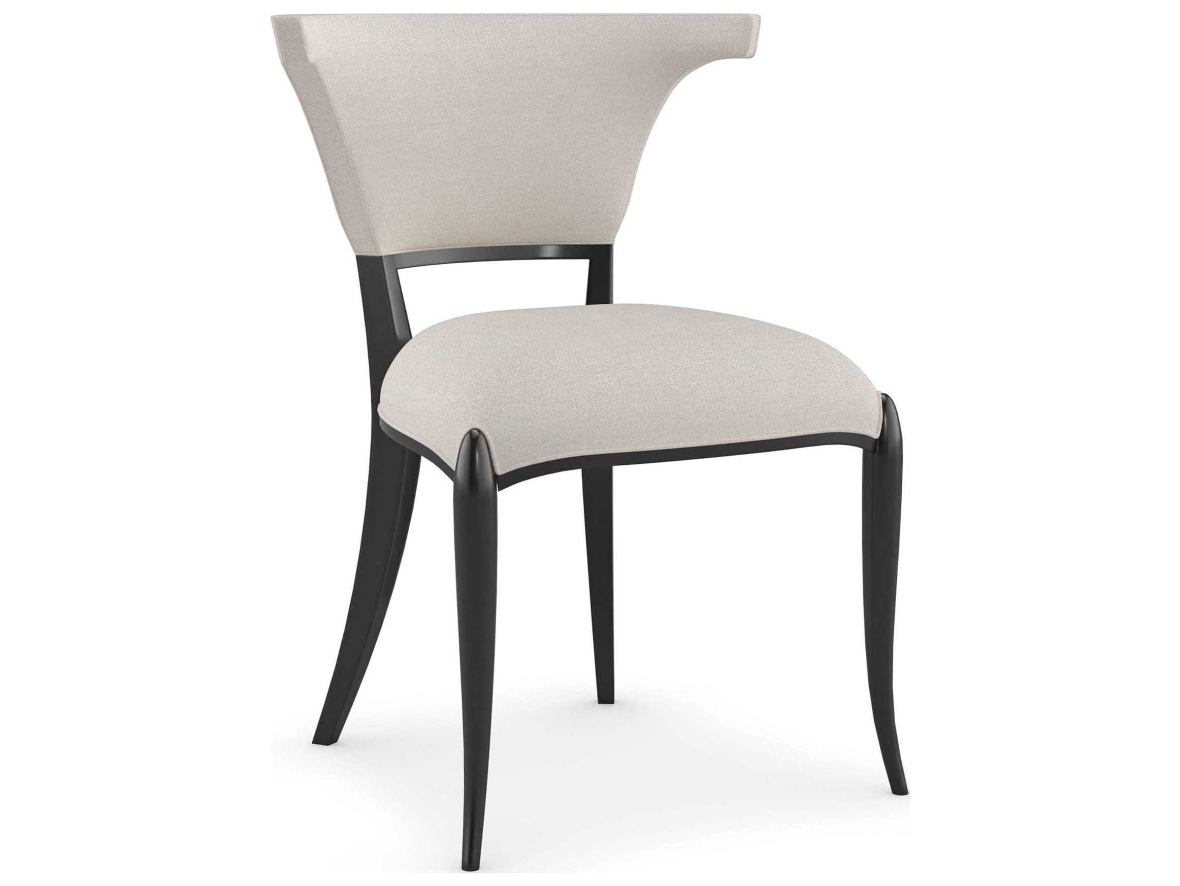 Caracole Classic Be My Guest Fabric Birch Wood Black Upholstered Side Dining Chair