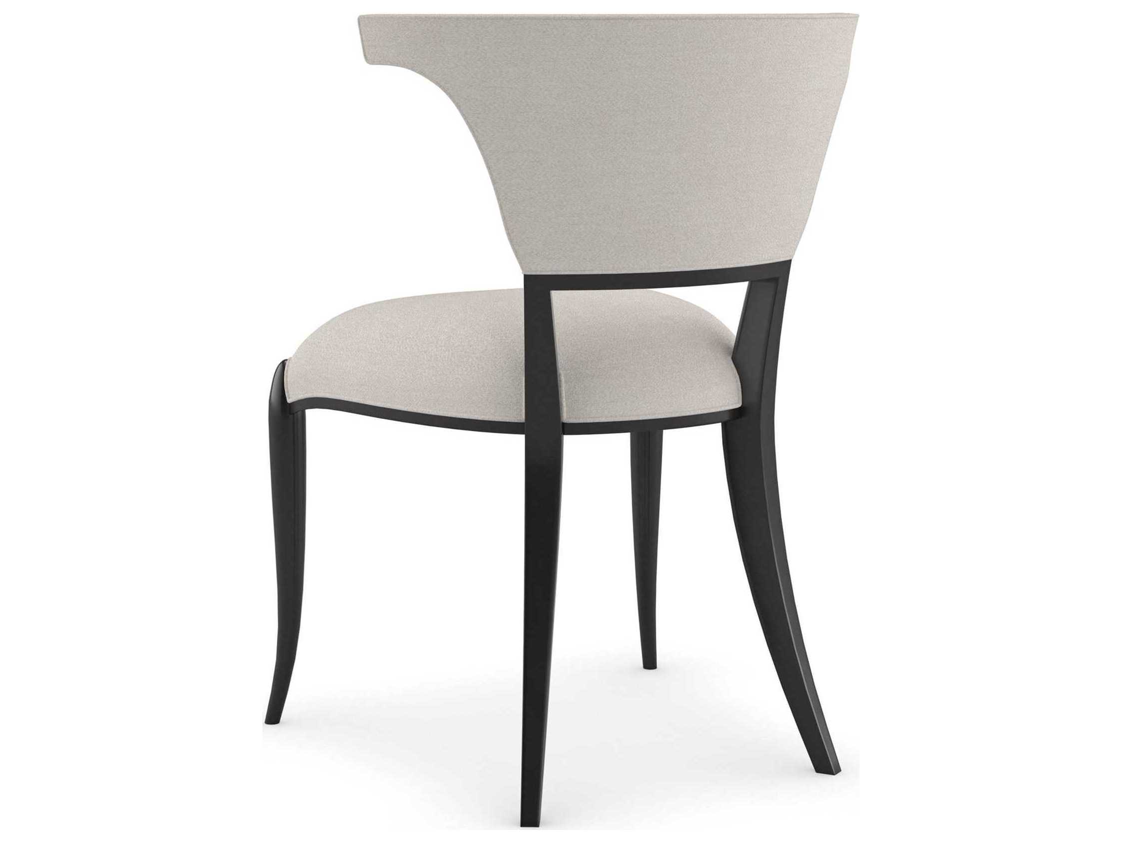 Caracole Classic Be My Guest Fabric Birch Wood Black Upholstered Side Dining Chair
