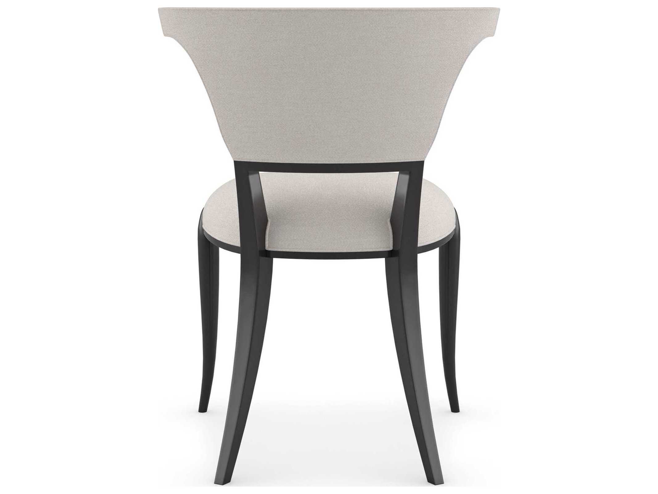 Caracole Classic Be My Guest Fabric Birch Wood Black Upholstered Side Dining Chair