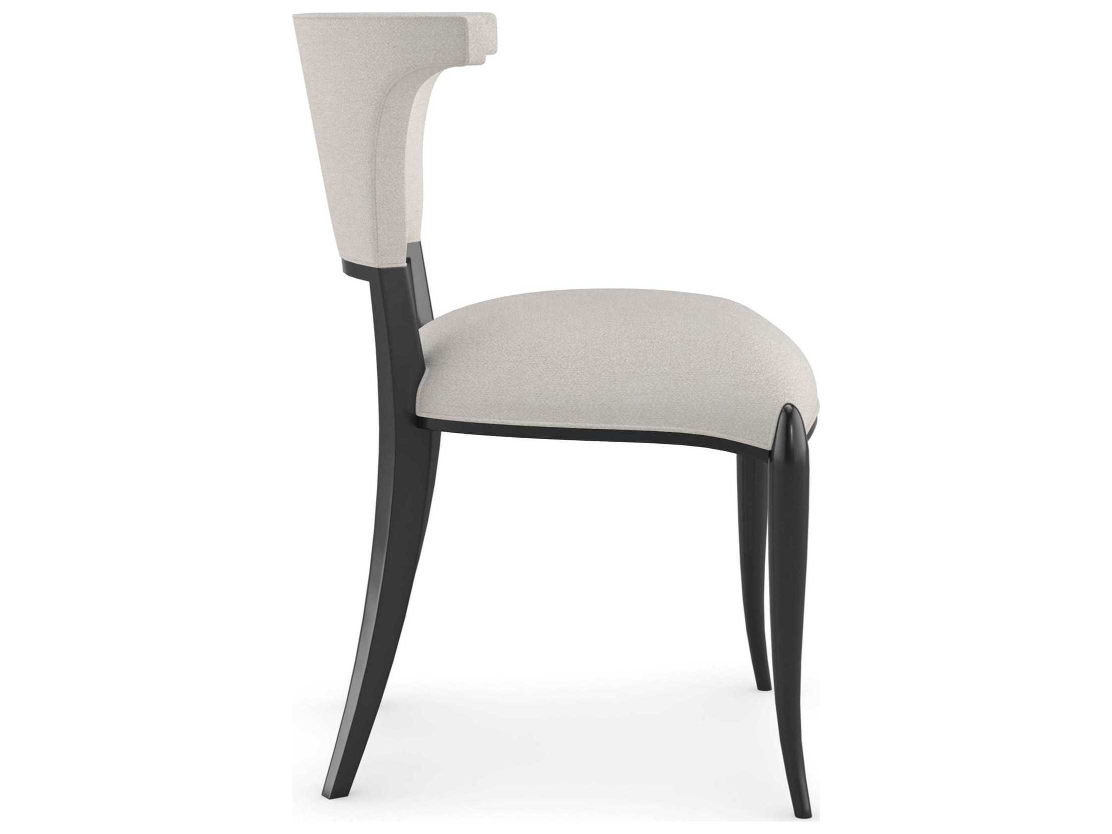 Caracole Classic Be My Guest Fabric Birch Wood Black Upholstered Side Dining Chair