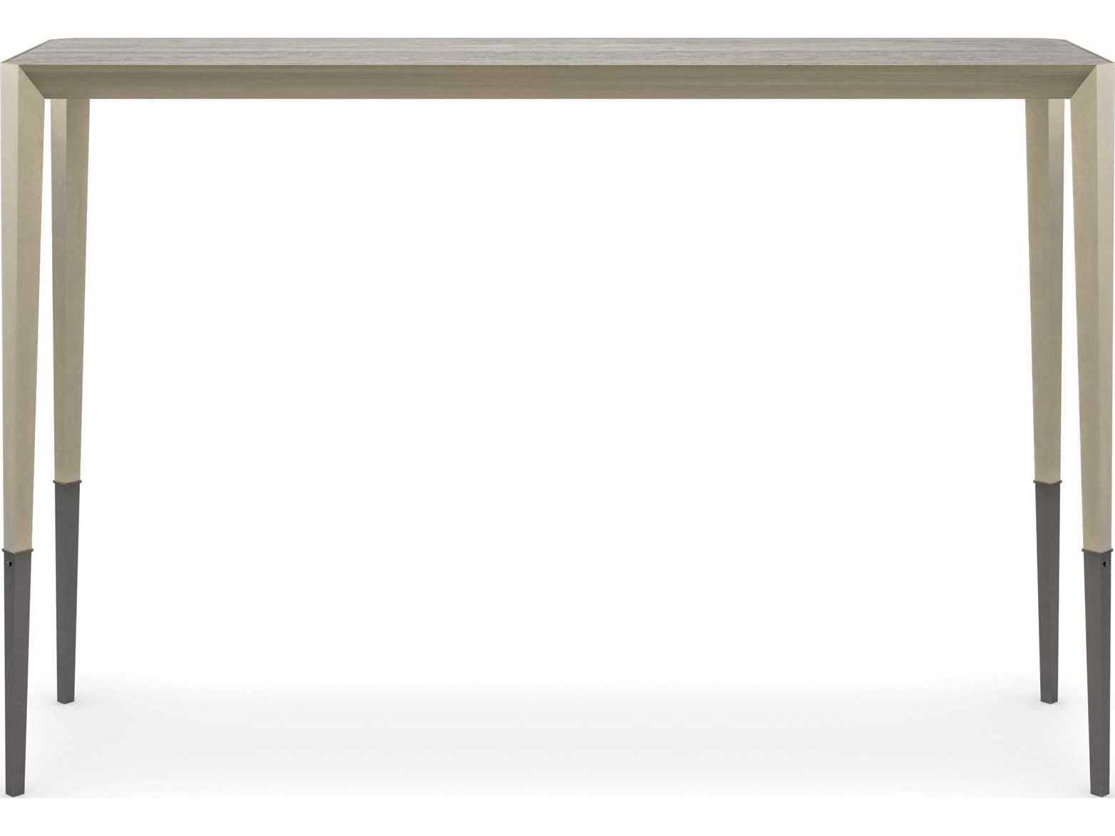 Caracole Classic Perfect Together Rectangular Stone Brushed Antique Brass Deep Bronze Console Table