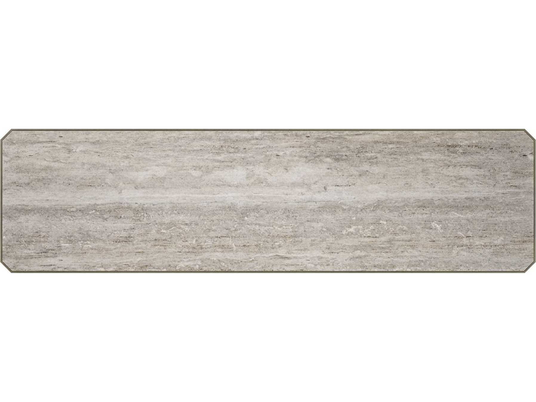 Caracole Classic Perfect Together Rectangular Stone Brushed Antique Brass Deep Bronze Console Table