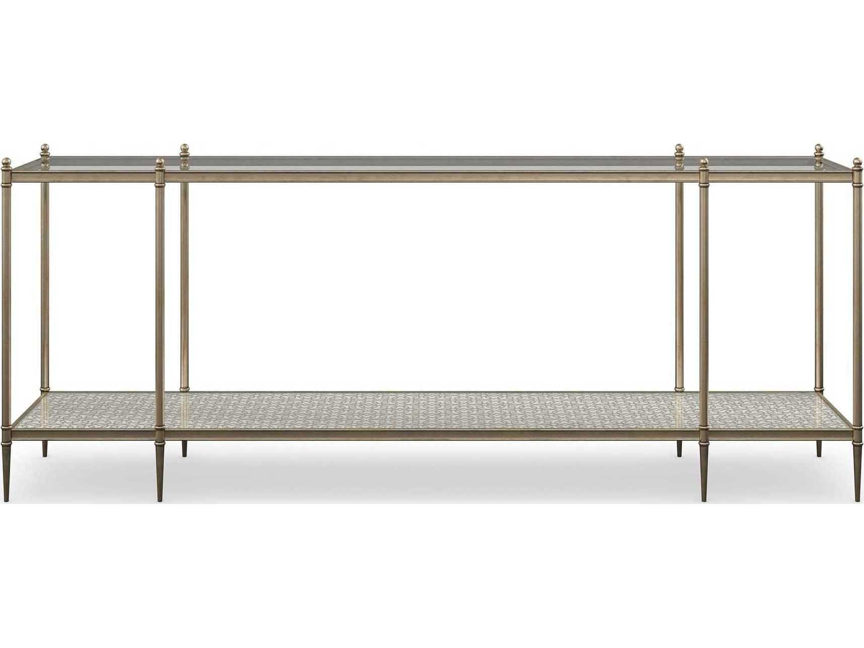 Caracole Classic Perfection Rectangular Glass New Gold Console Table
