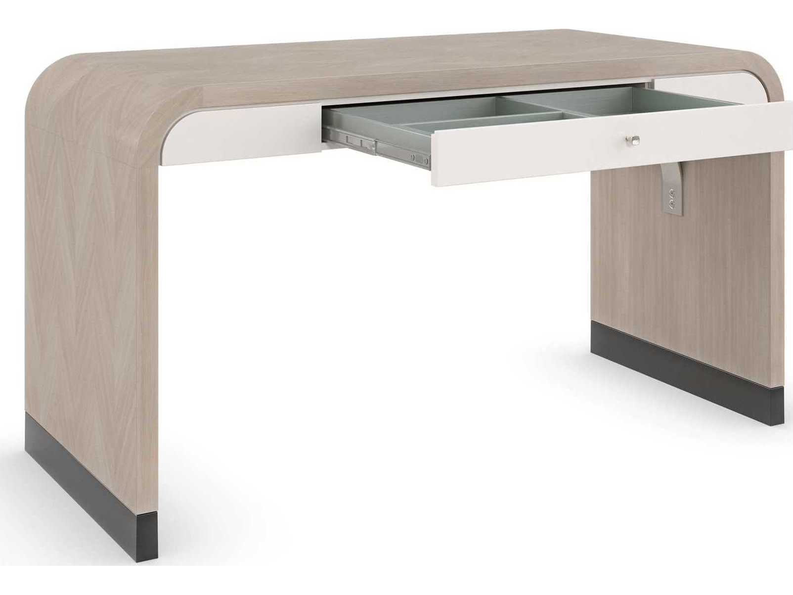 Caracole Classic Free Fall Moonstone Pearly White Almost Black Brown Birch Wood Writing Desk