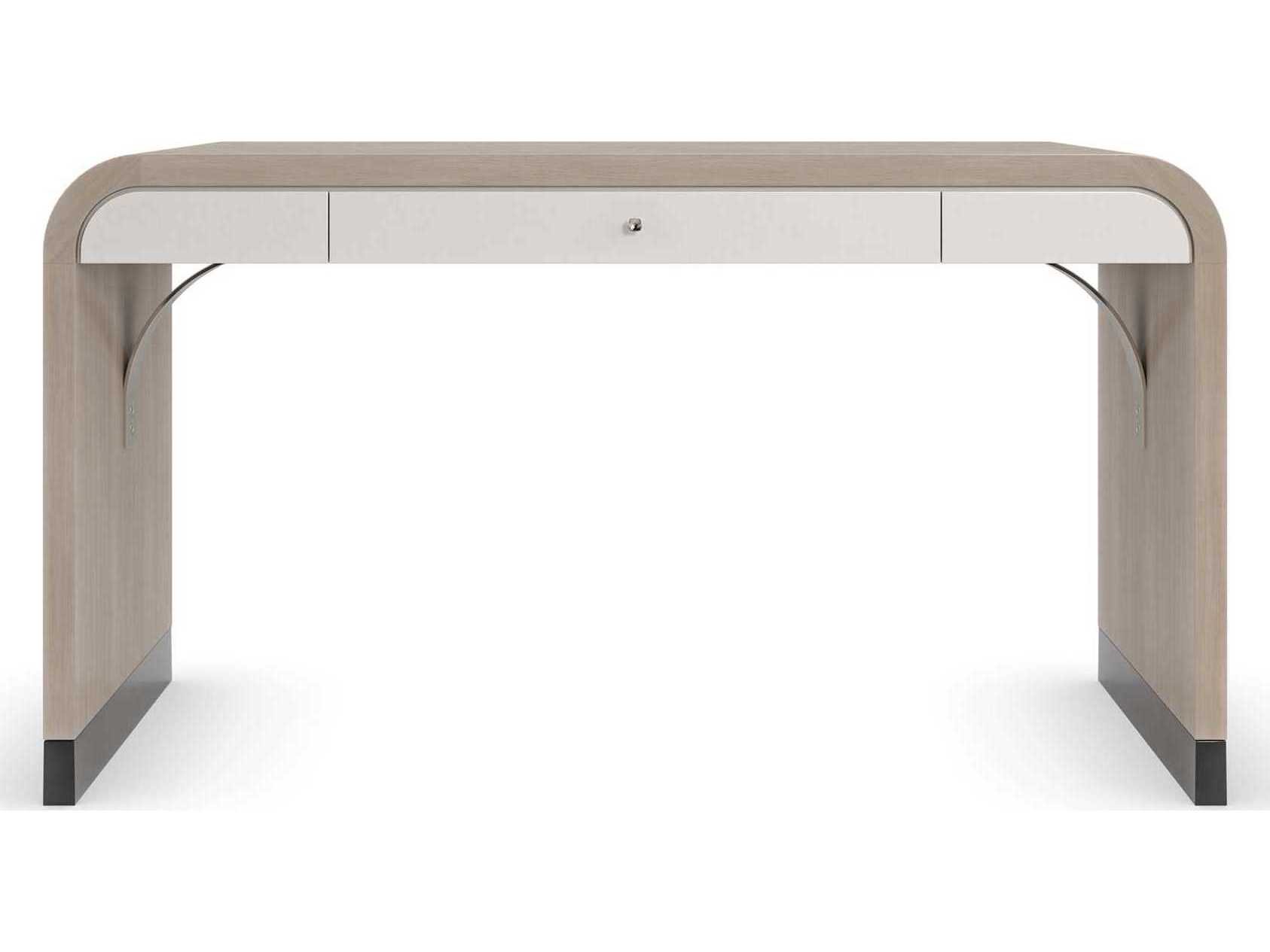 Caracole Classic Free Fall Moonstone Pearly White Almost Black Brown Birch Wood Writing Desk