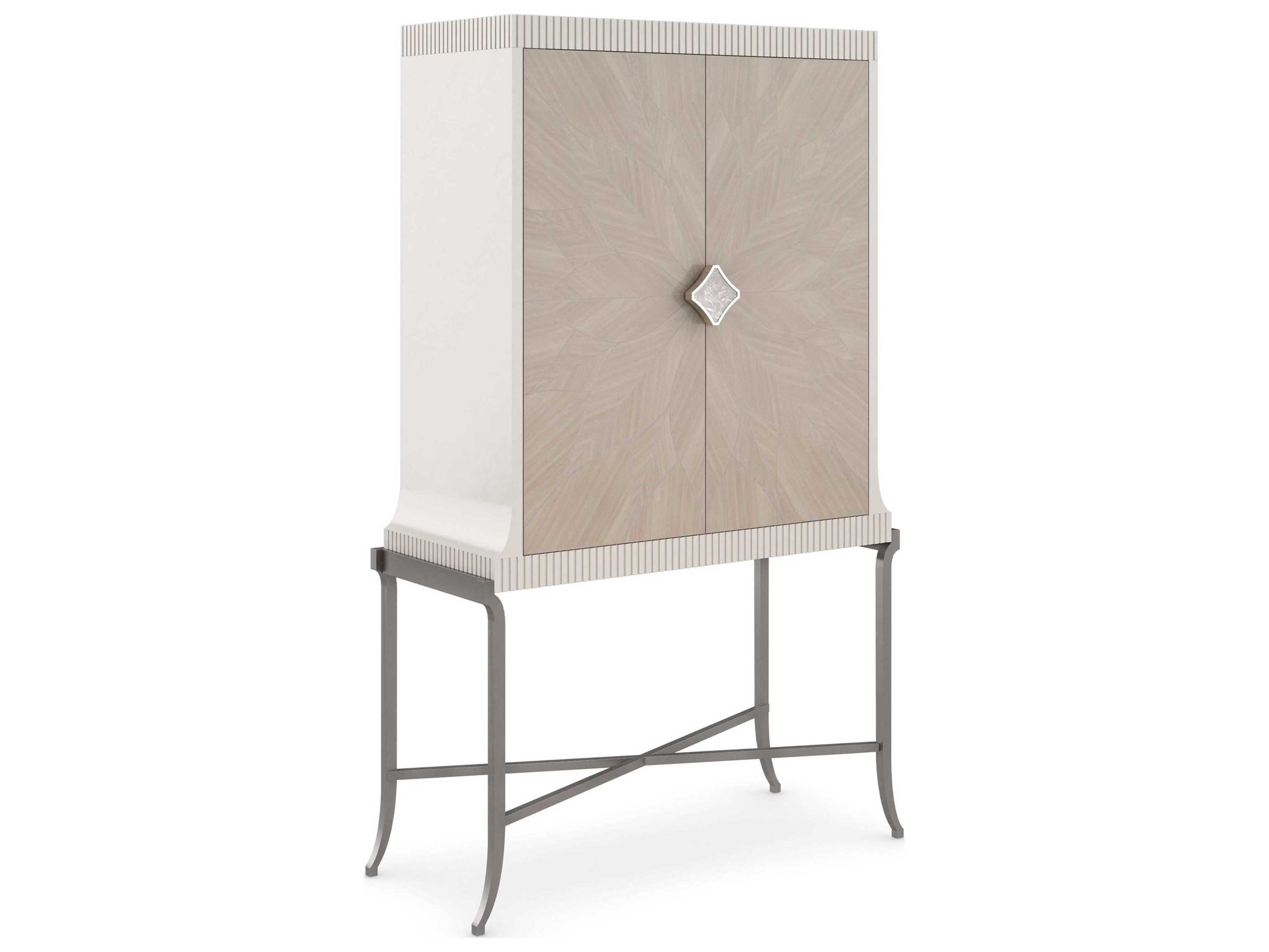 Caracole Classic High Expectations White Birch Wood Bar Cabinet