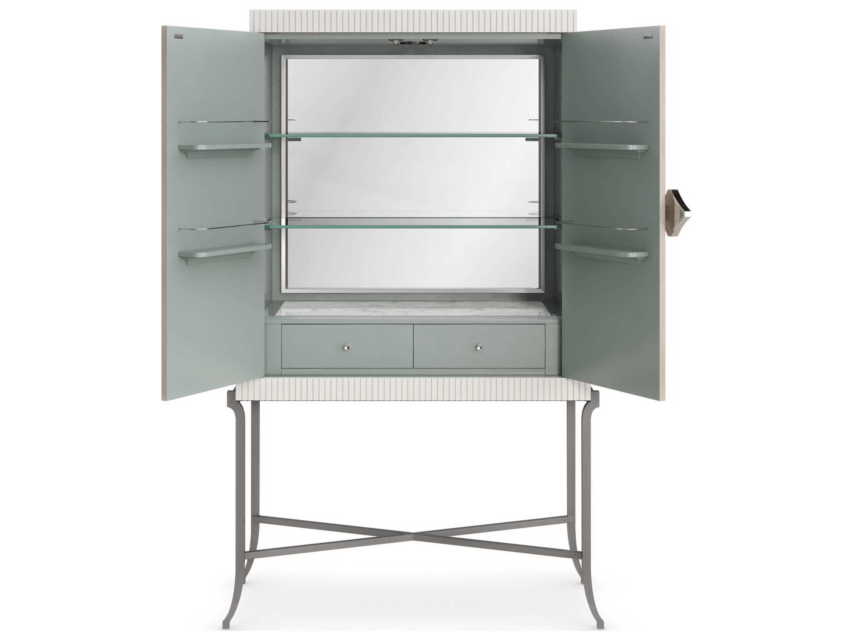 Caracole Classic High Expectations White Birch Wood Bar Cabinet