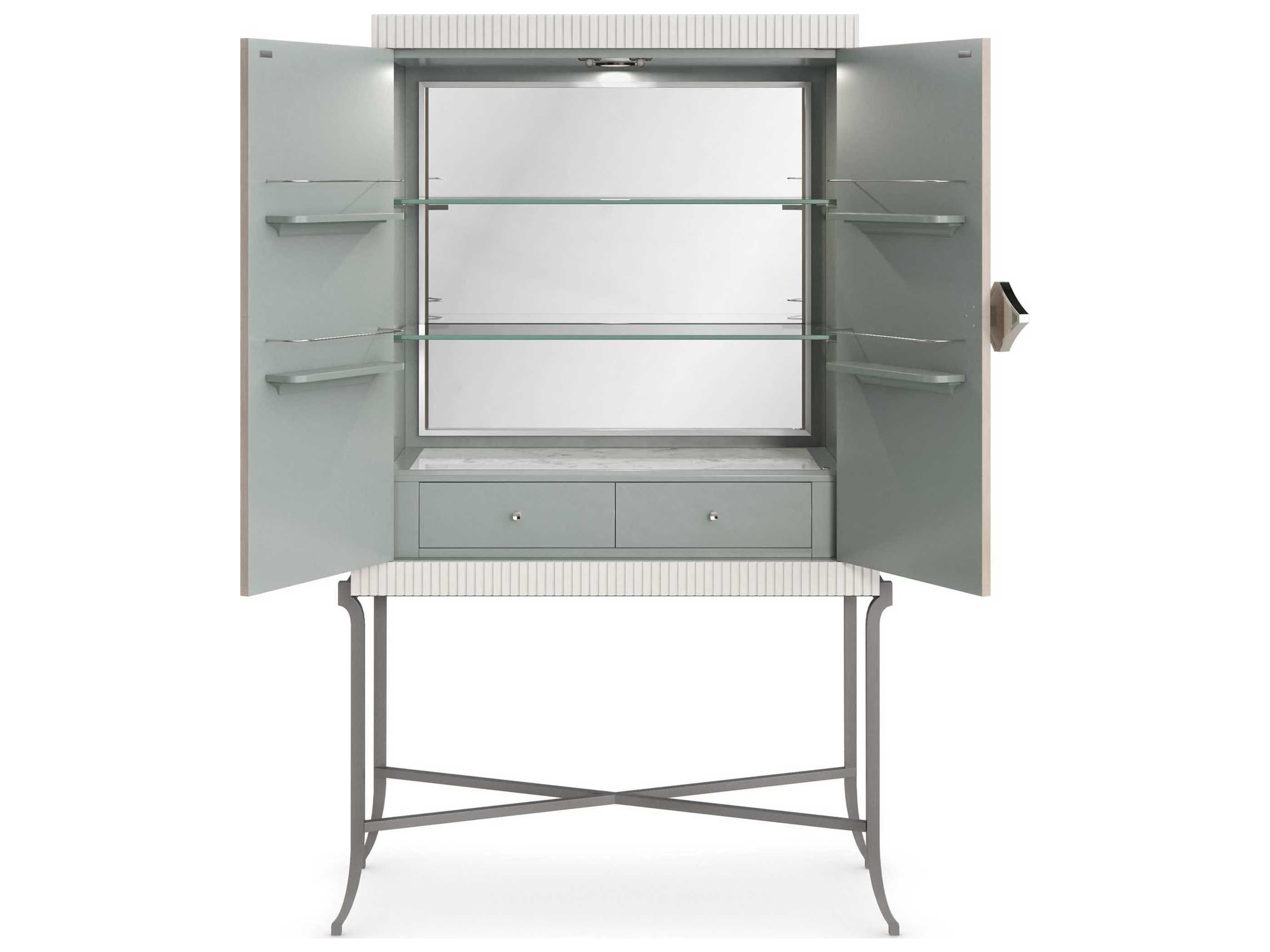 Caracole Classic High Expectations White Birch Wood Bar Cabinet